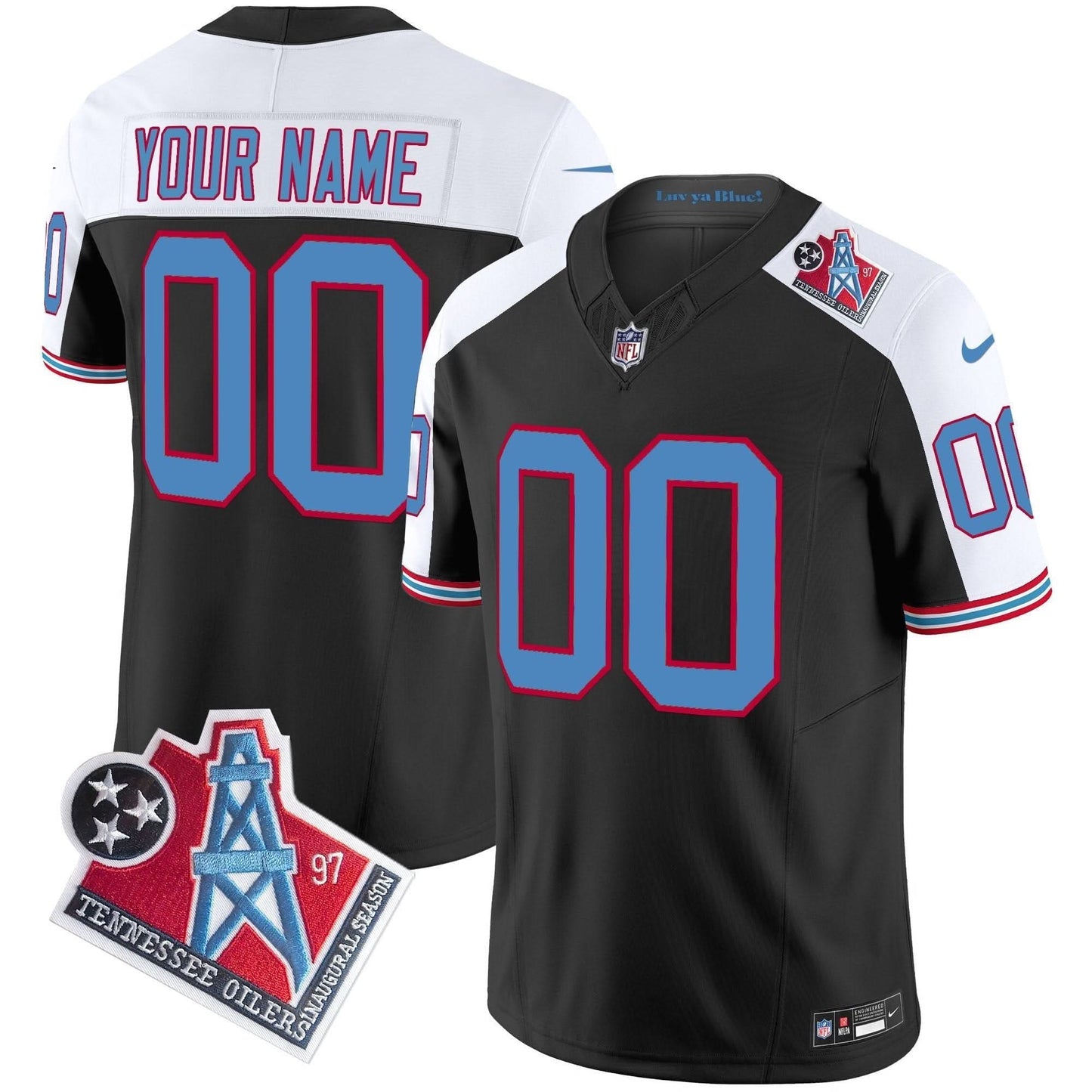 Titans 1997 Throwback Vapor Limited Custom Jersey - All Stitched