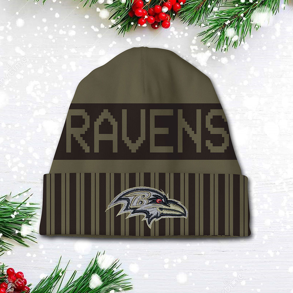 Baltimore Ravens 2025 Salute to Service Beanie Hat