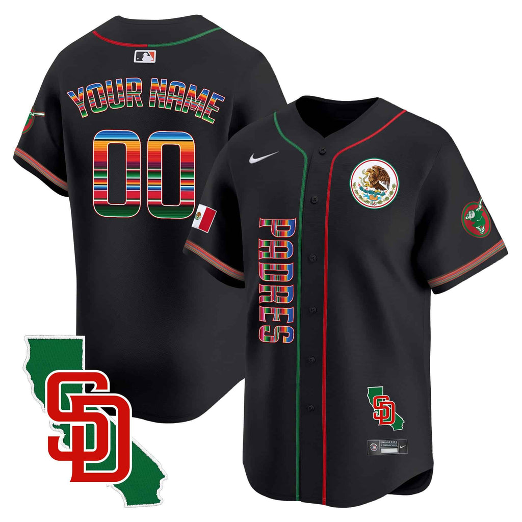 Padres Mexico California Patch Vapor Premier Limited Custom Jersey V2 – All Stitched