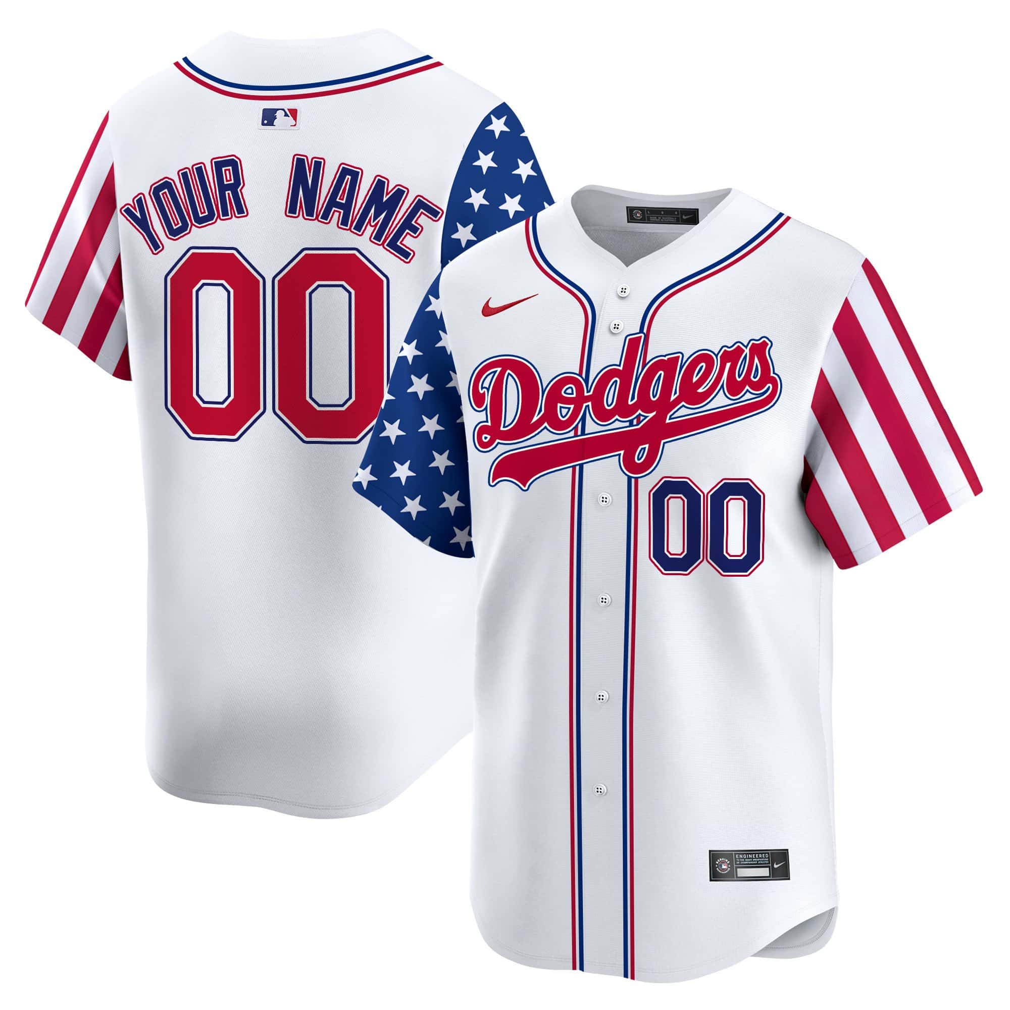 Dodgers White 2024 Independence Day Vapor Premier Limited Custom Jersey V2 - All Stitched
