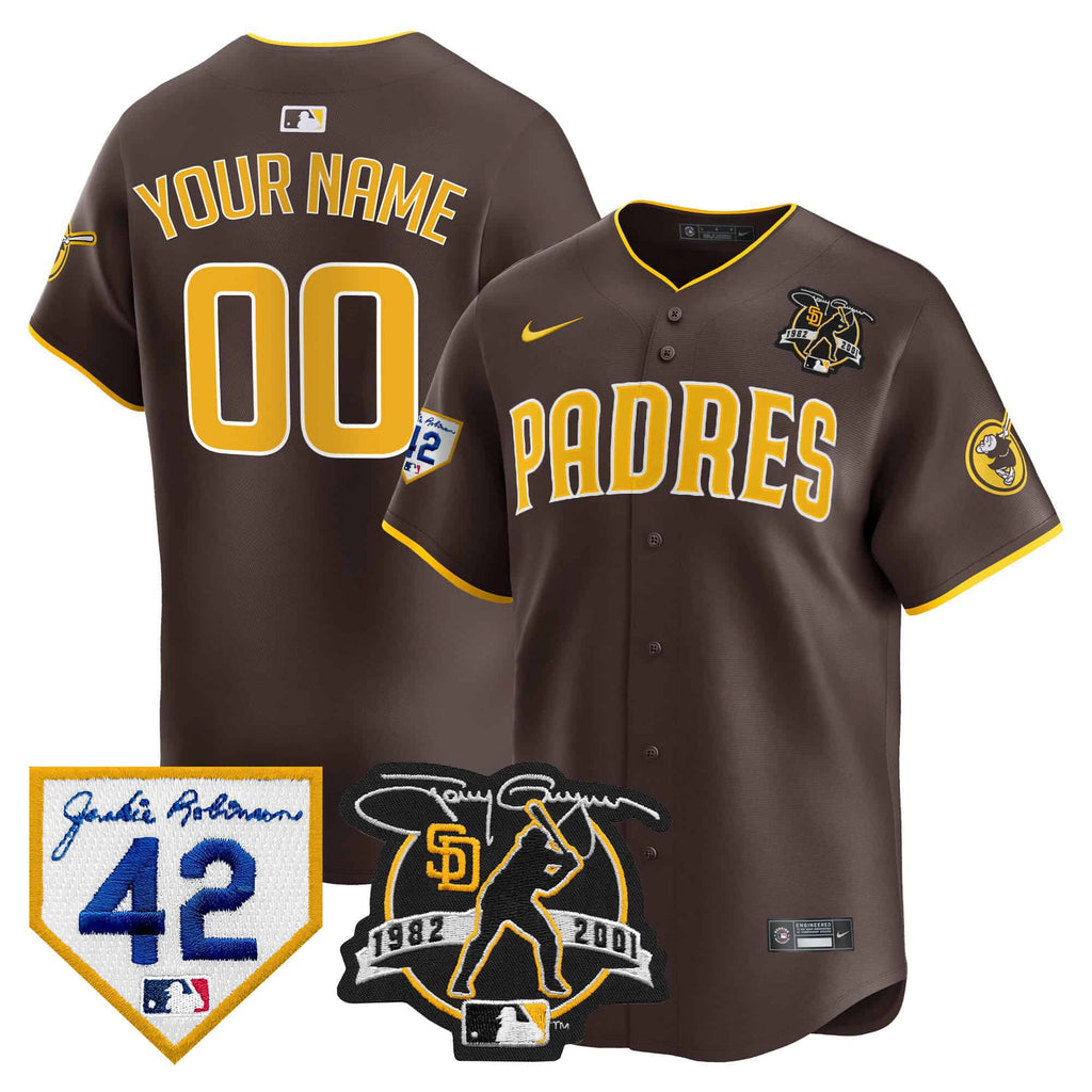 Padres 2024 Tony Gwynn & Robinson Patch Vapor Premier Limited Custom Jersey – All Stitched