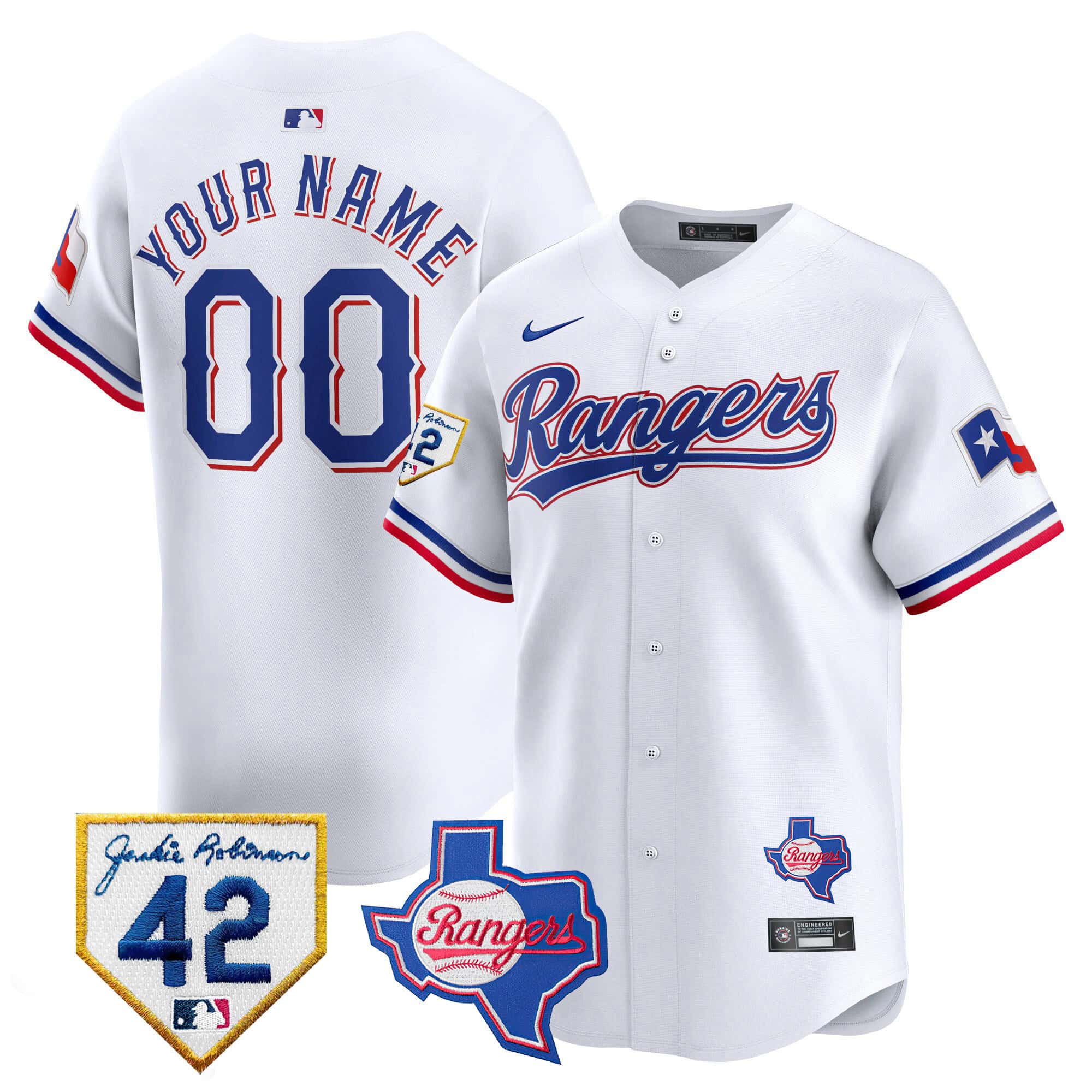 Texas Rangers 2024 Jackie Robinson Patch Vapor Premier Limited Custom Jersey - All Stitched
