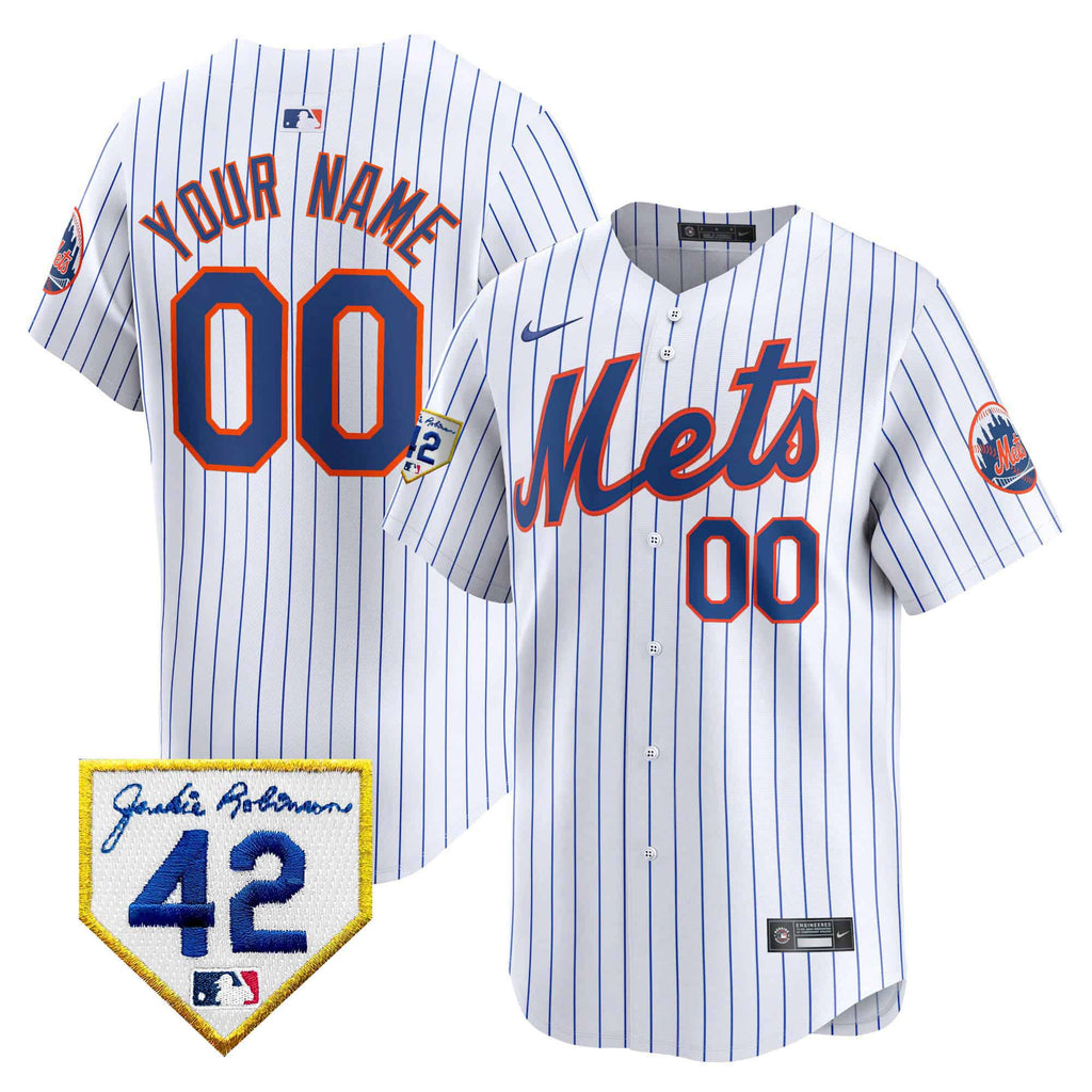 New York Mets Jackie Robinson Patch Vapor Premier Limited Custom Jersey - All Stitched