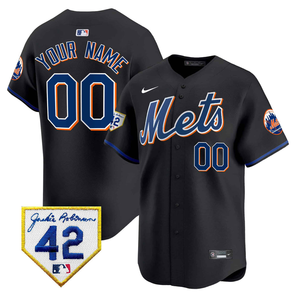 New York Mets Jackie Robinson Patch Vapor Premier Limited Custom Jersey - All Stitched