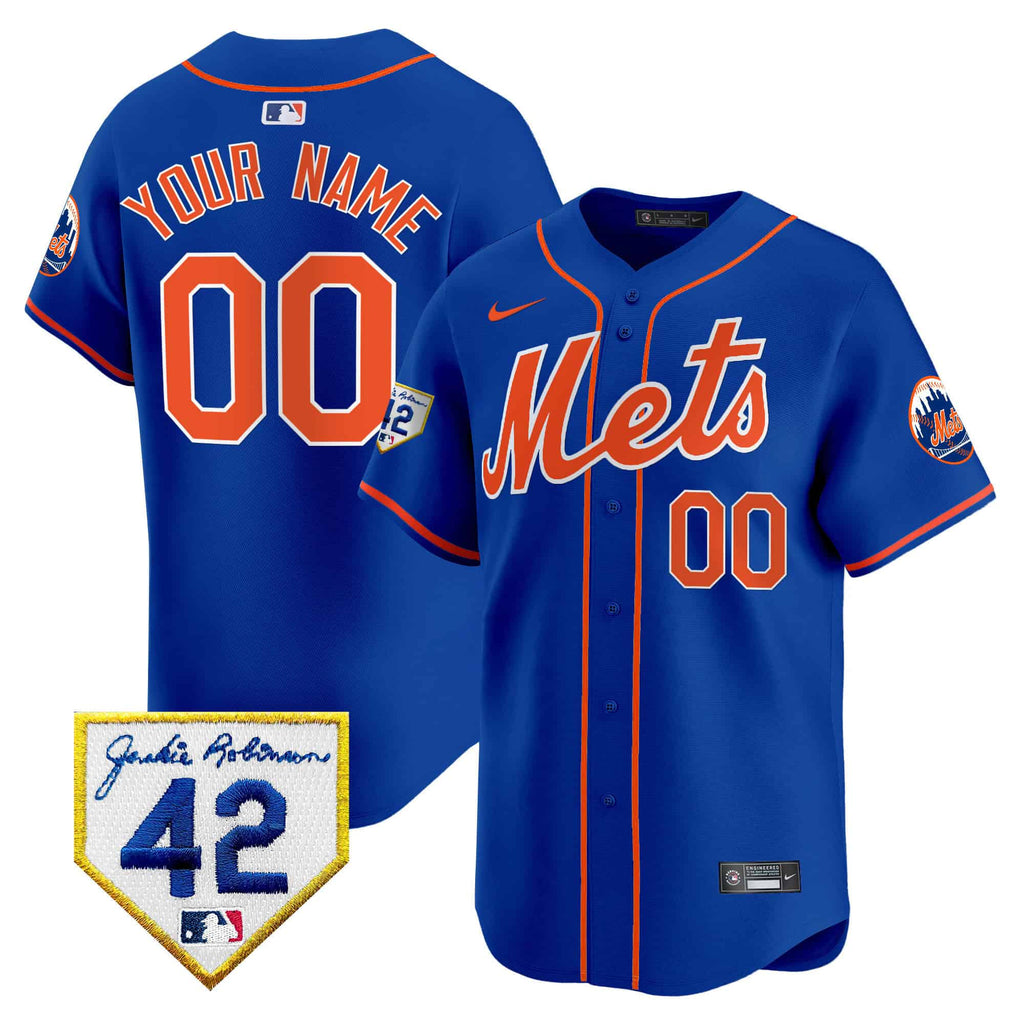 New York Mets Jackie Robinson Patch Vapor Premier Limited Custom Jersey - All Stitched