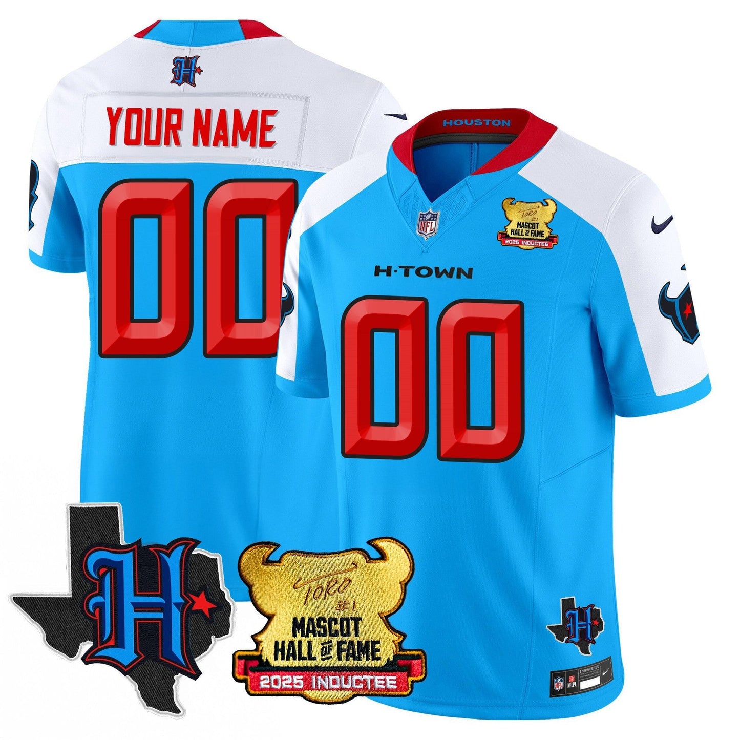 Houston Texans 2025 Mascot Hall Of Fame Custom Jersey - All Stitched