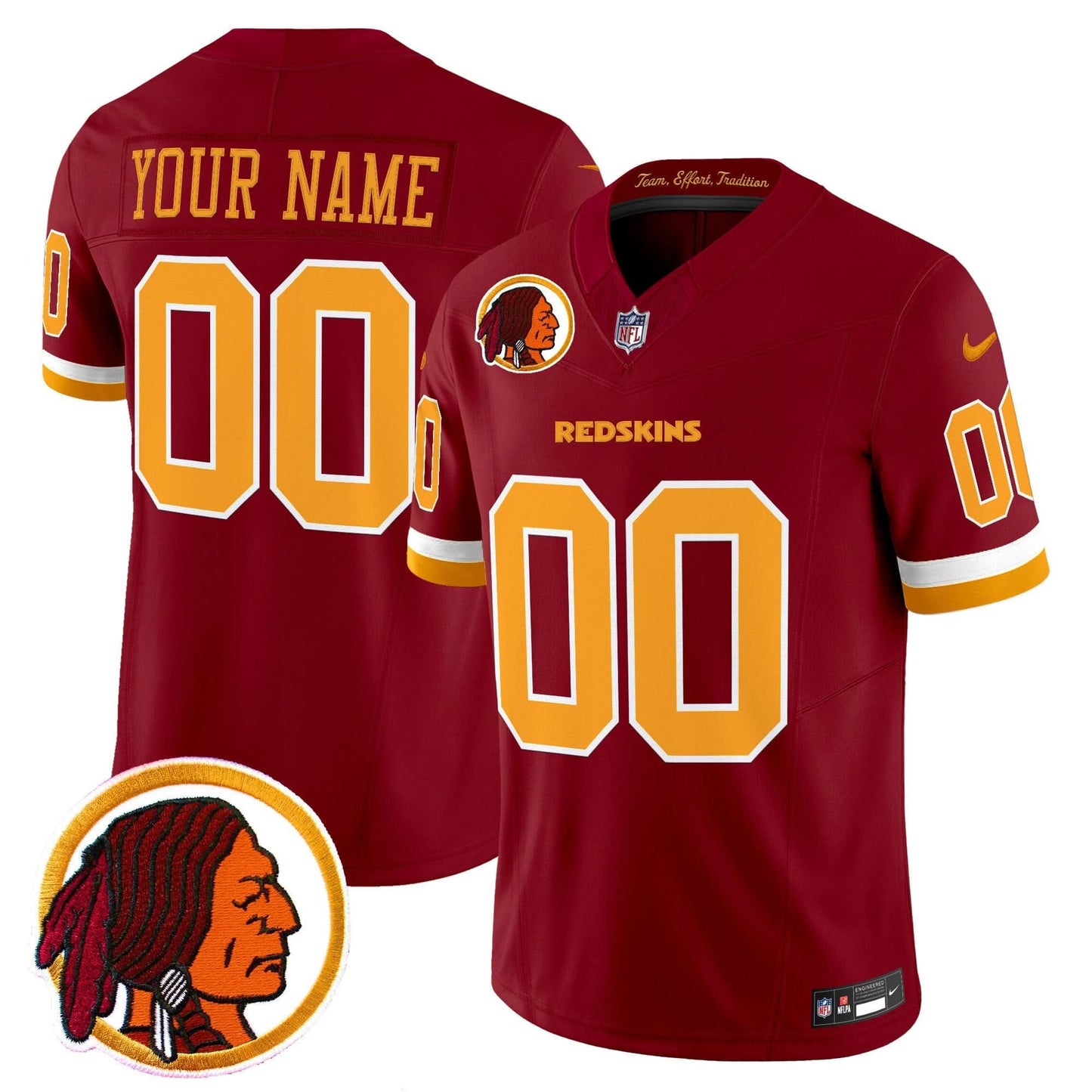 Washington Redskins Throwback Vapor Limited Custom Jersey V2 - All Stitched