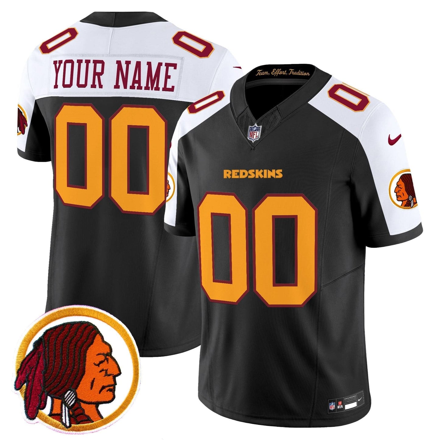 Washington Redskins Throwback Vapor Limited Custom Jersey V2 - All Stitched