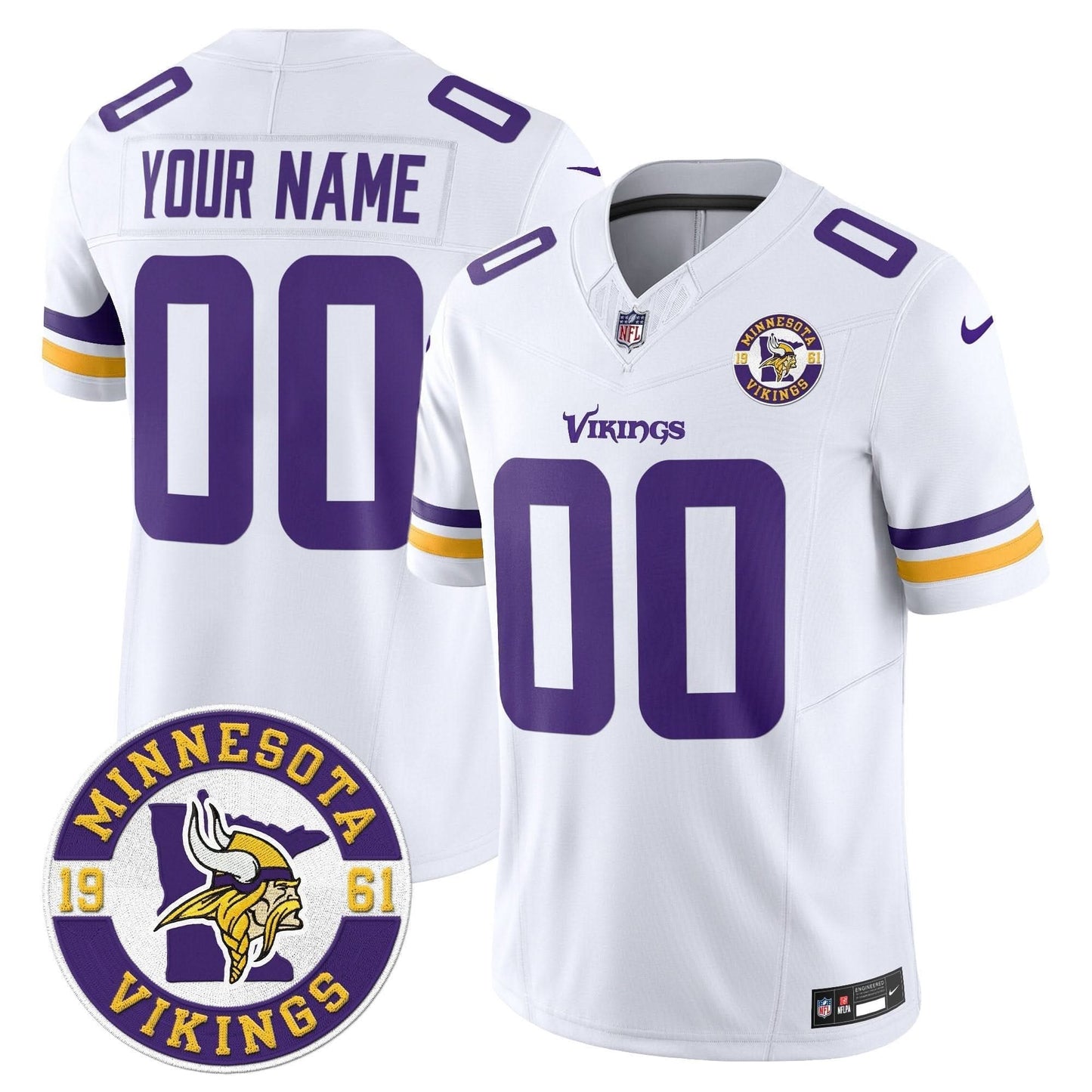 Minnesota Vikings 2024 Vapor Limited Custom Jersey V2 - Est. 1961 Patch - All Stitched