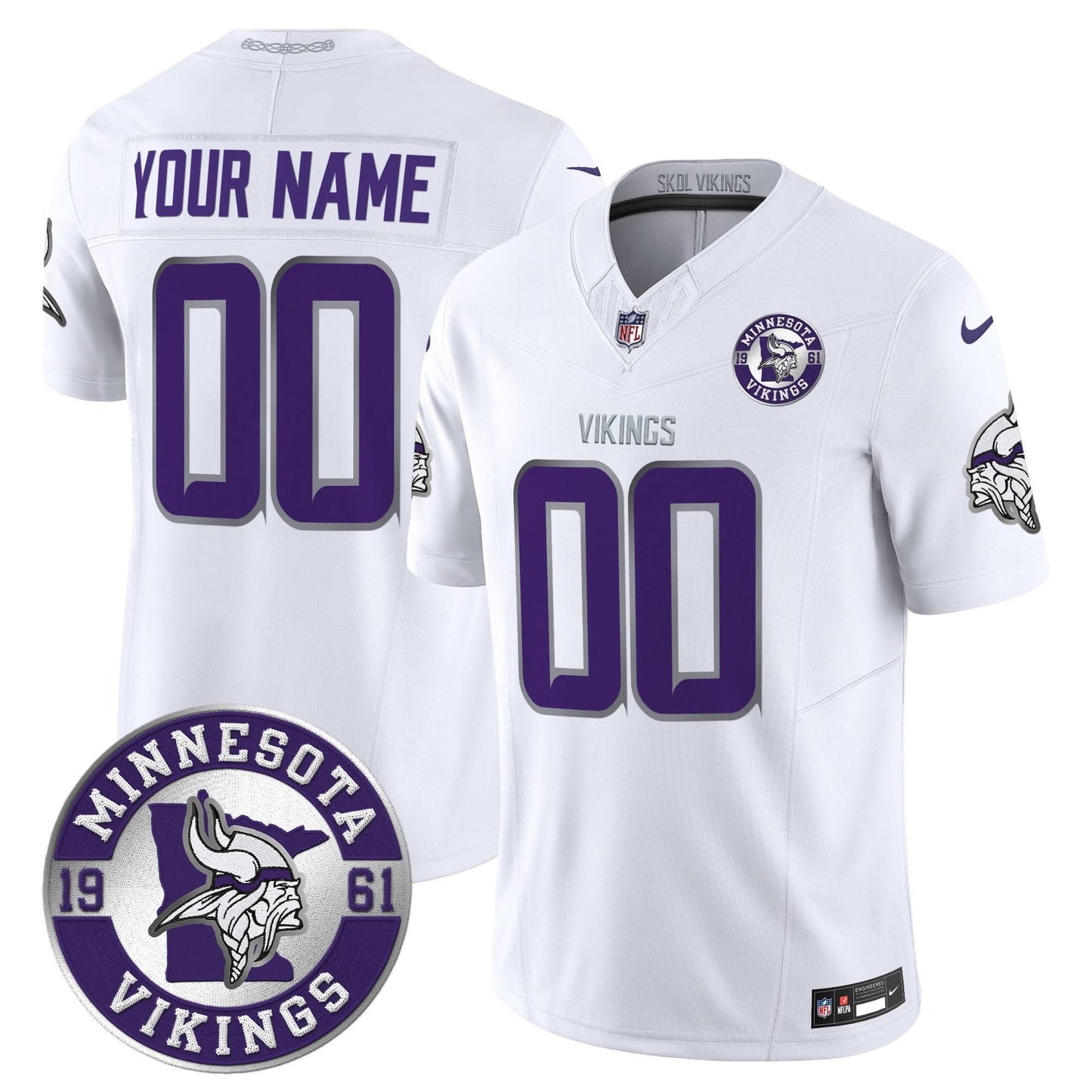 Minnesota Vikings 2024 Vapor Limited Custom Jersey V2 - Est. 1961 Patch - All Stitched