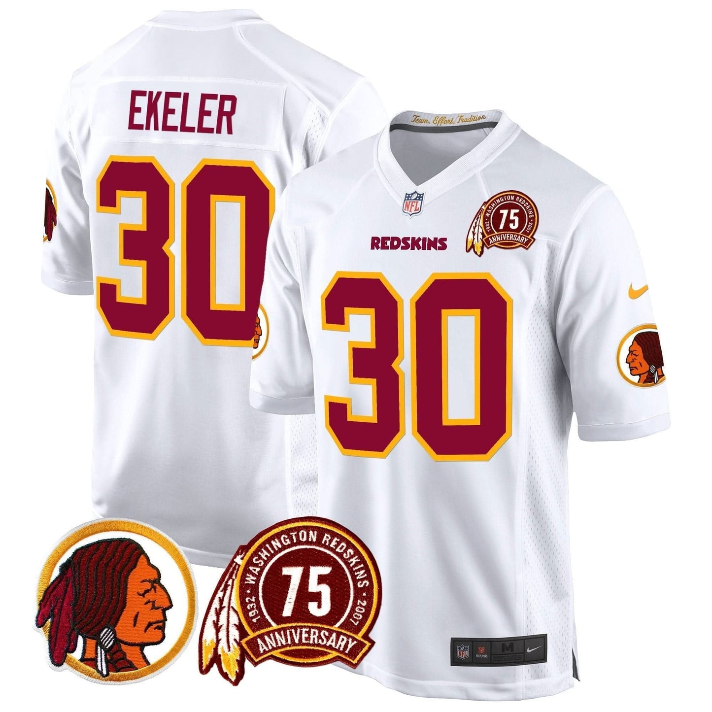 Washington Redskins 75th Patch Throwback Game Jersey - All Stitched