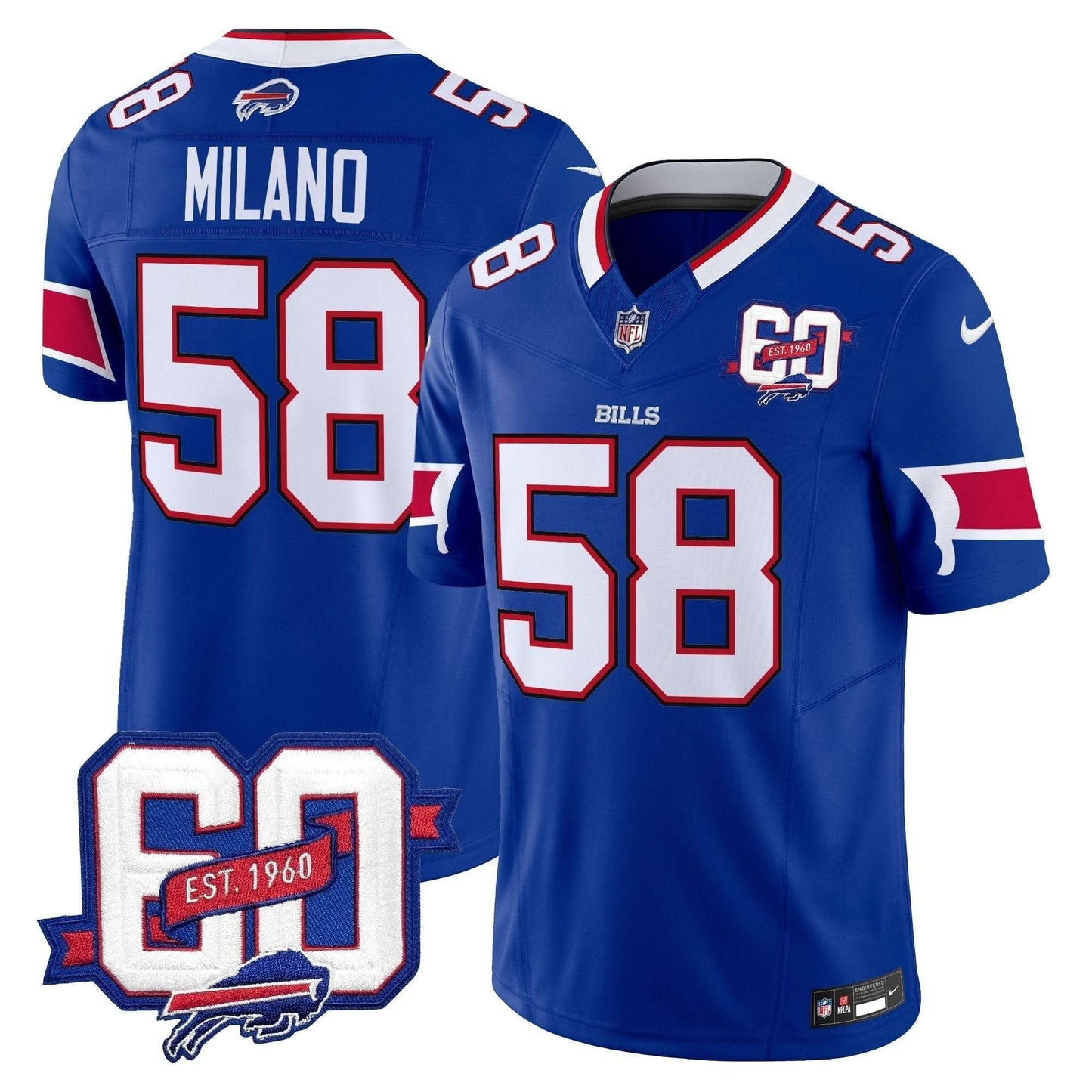 Bills 60th Anniversary Patch Vapor Limited Jersey - All Stitched