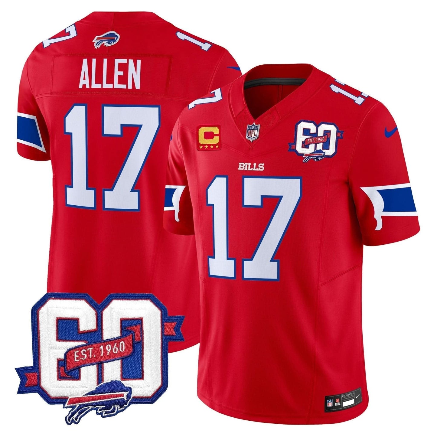 Bills 60th Anniversary Patch Vapor Limited Jersey - All Stitched
