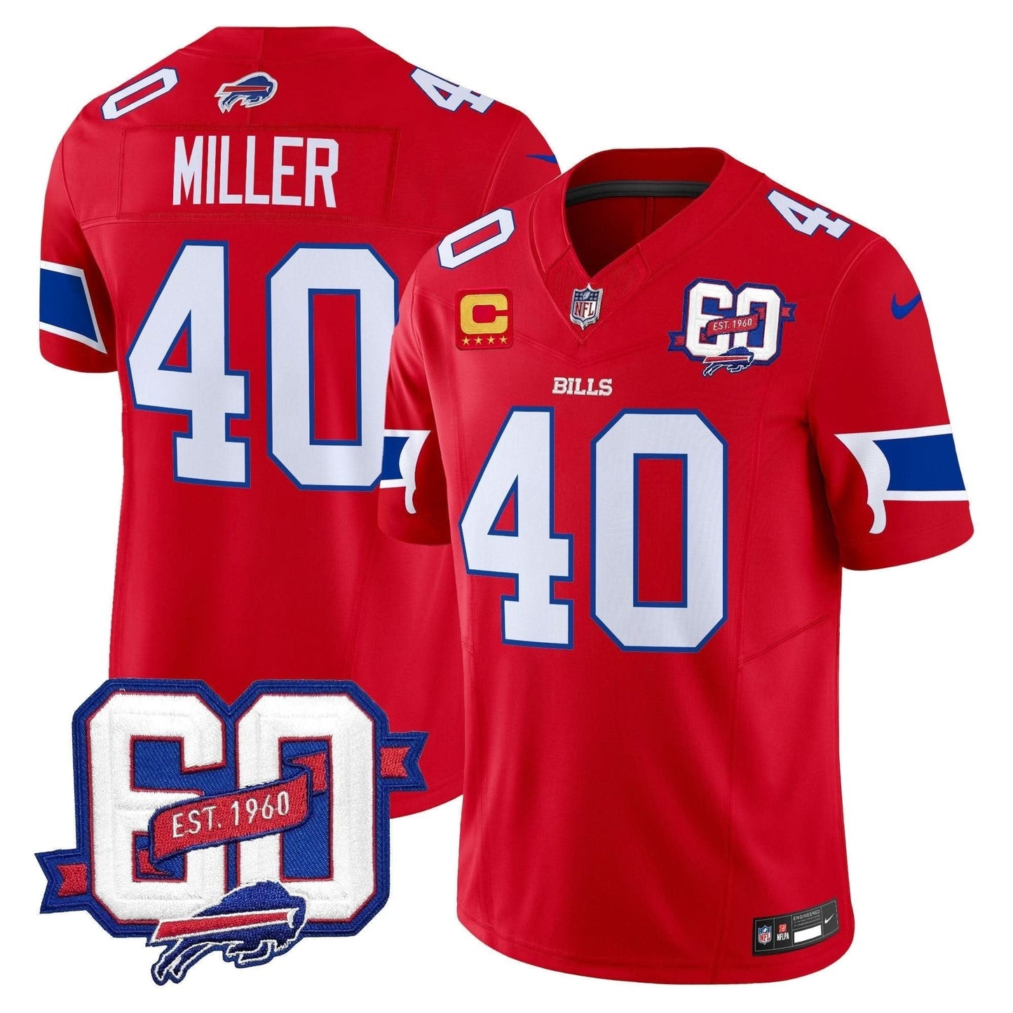 Bills 60th Anniversary Patch Vapor Limited Jersey - All Stitched