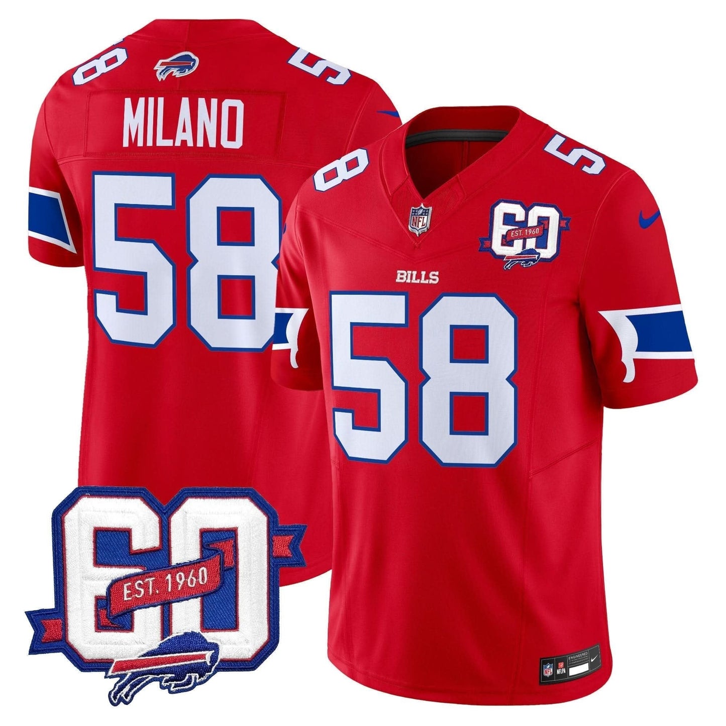 Bills 60th Anniversary Patch Vapor Limited Jersey - All Stitched