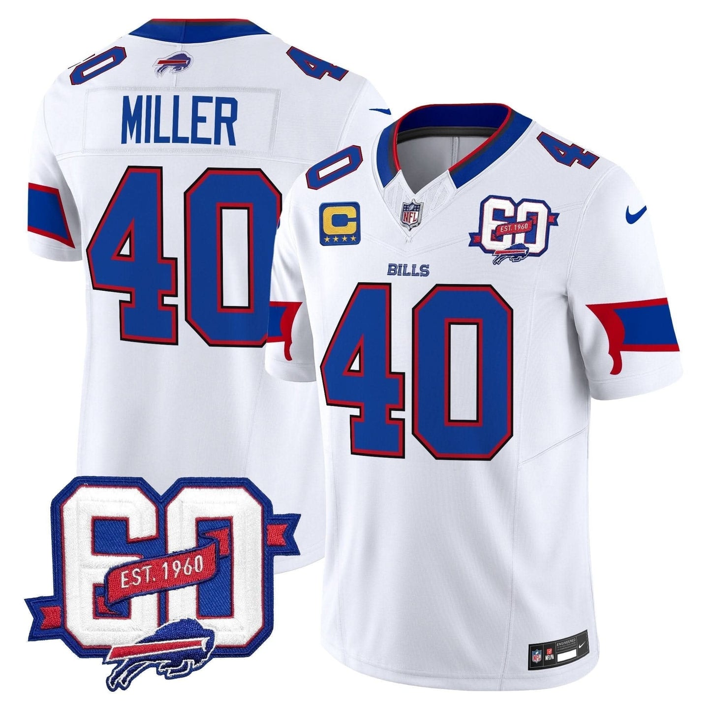 Bills 60th Anniversary Patch Vapor Limited Jersey - All Stitched