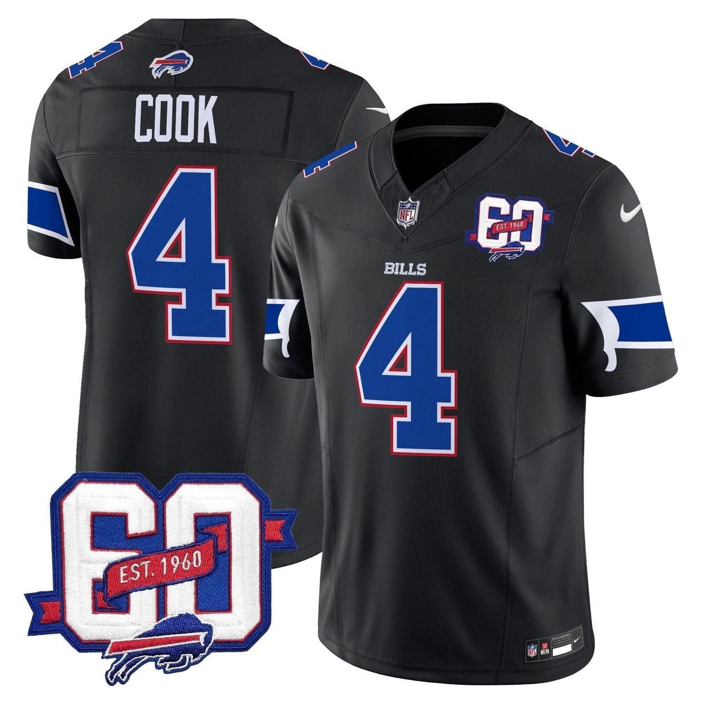 Bills 60th Anniversary Patch Vapor Limited Jersey - All Stitched