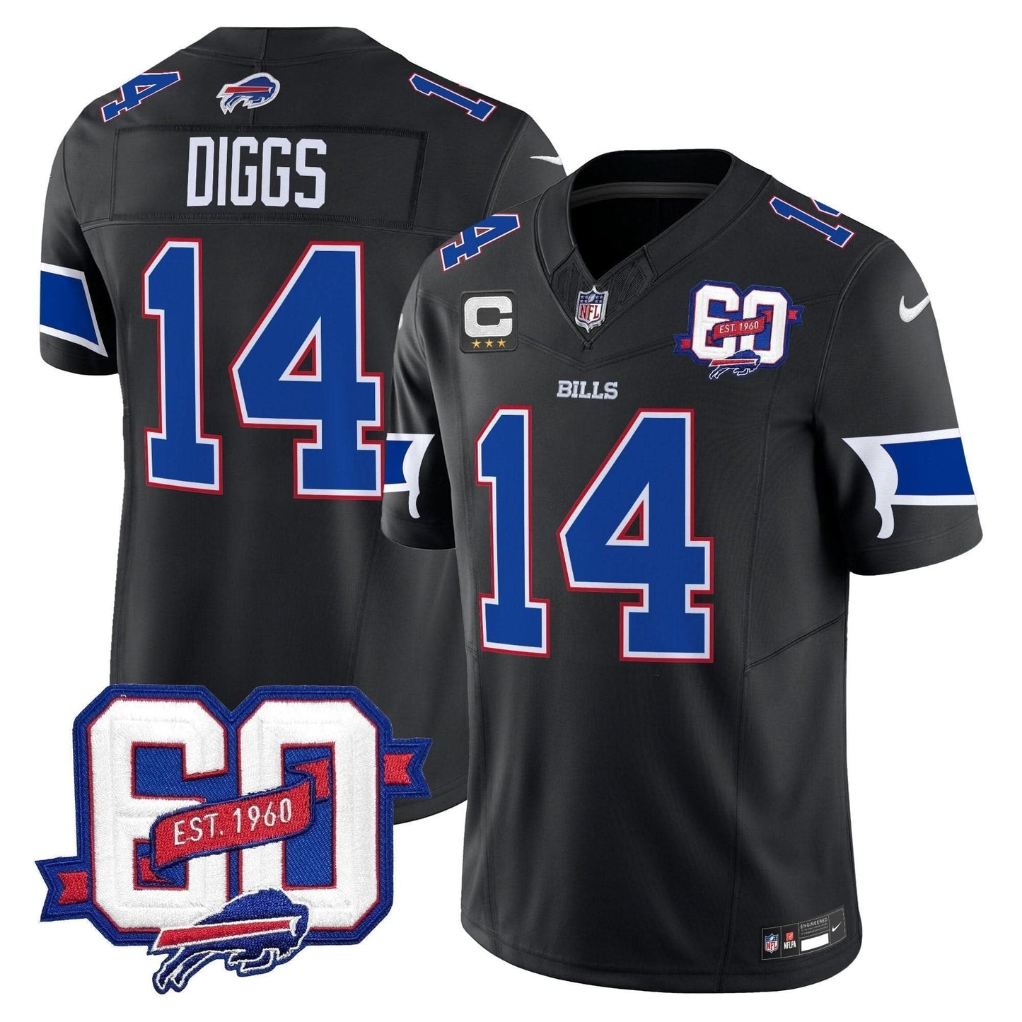 Bills 60th Anniversary Patch Vapor Limited Jersey - All Stitched