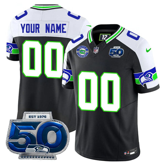 Seattle Seahawks 50th Season Vapor Limited Custom Jersey - All Stitched