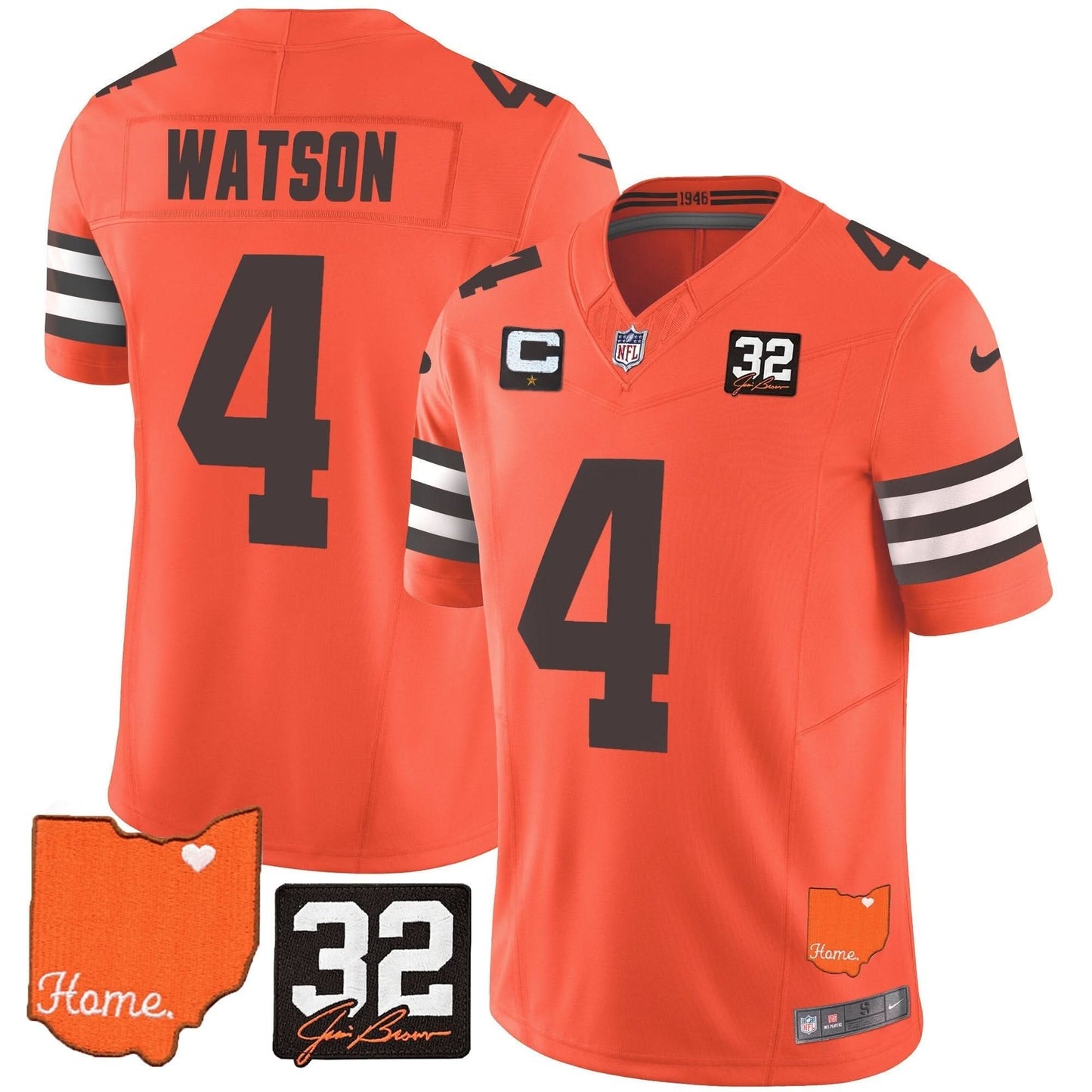 Browns #32 Jim Brown Memorial & Home Patch Vapor Limited Jersey - All Stitched