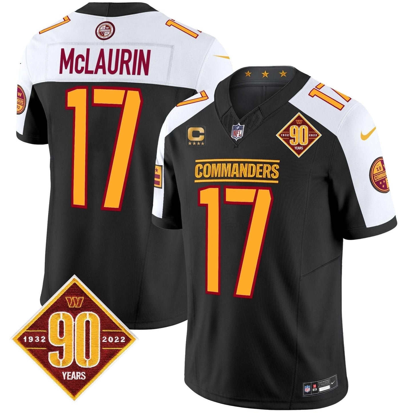 Washington Commanders 90th Anniversary Patch Vapor Limited Jersey - All Stitched