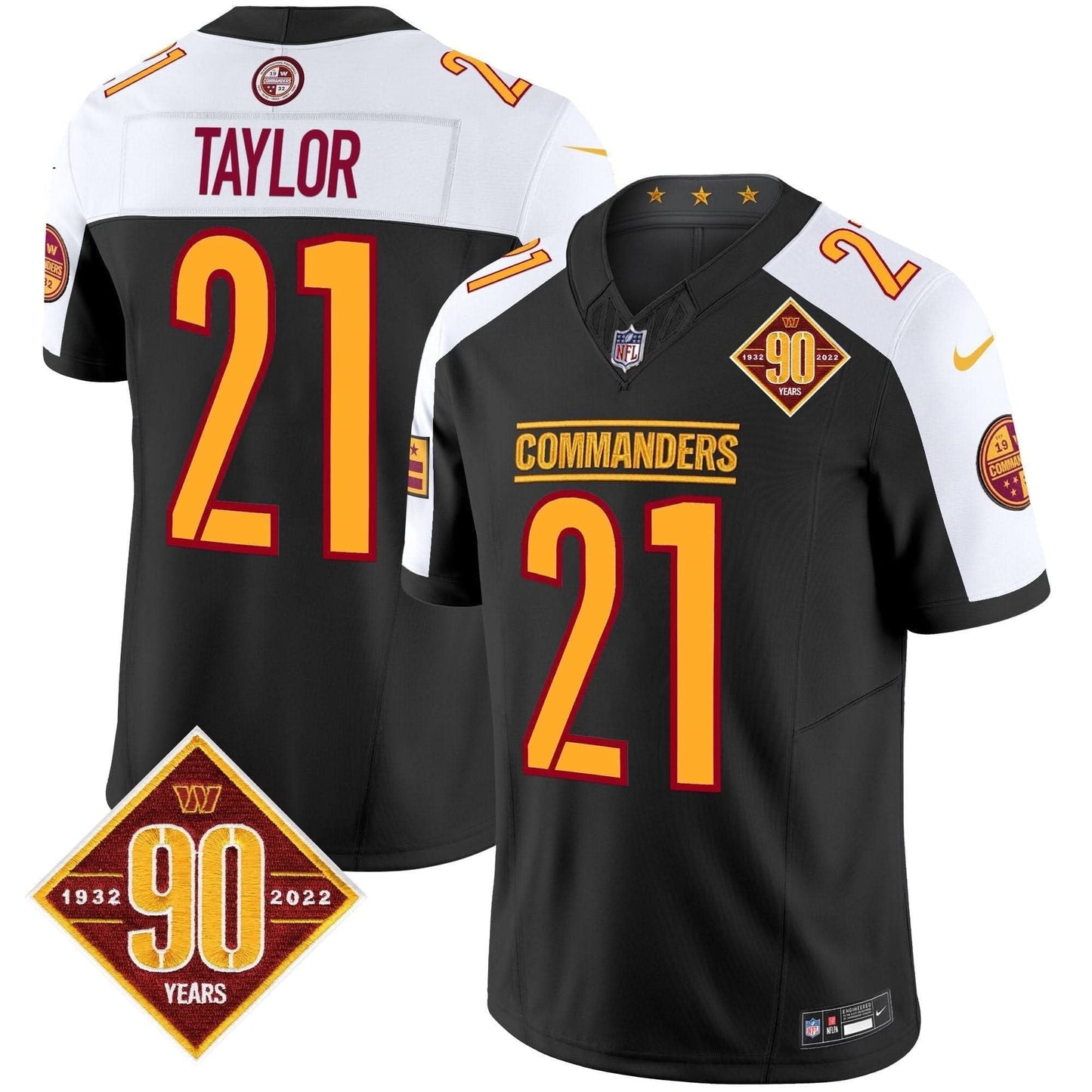 Washington Commanders 90th Anniversary Patch Vapor Limited Jersey - All Stitched