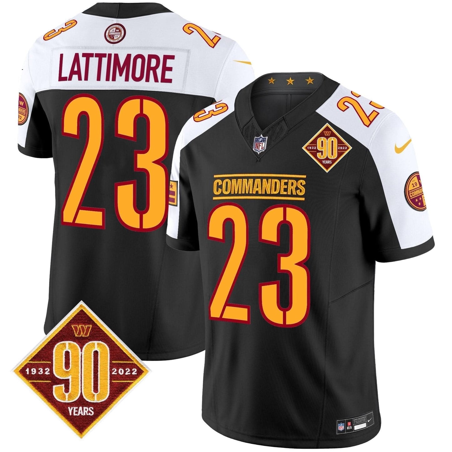 Washington Commanders 90th Anniversary Patch Vapor Limited Jersey - All Stitched