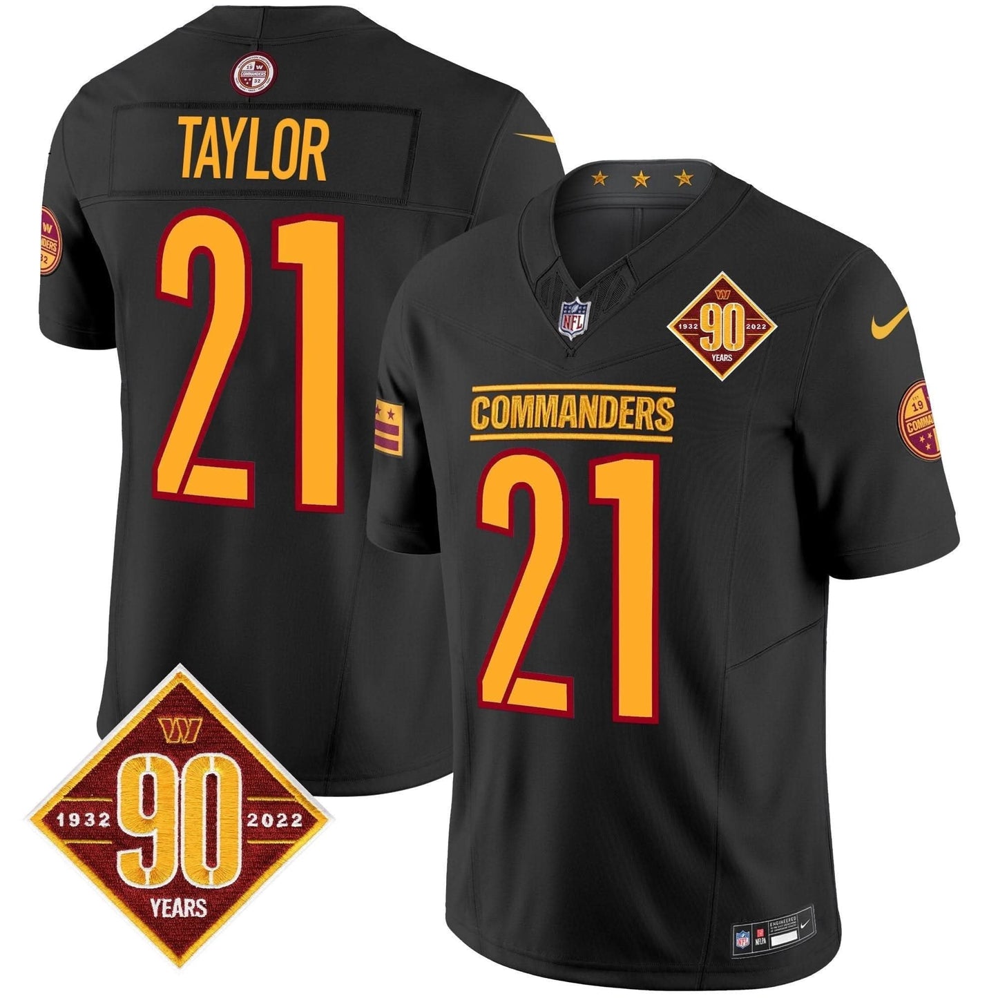 Washington Commanders 90th Anniversary Patch Vapor Limited Jersey - All Stitched