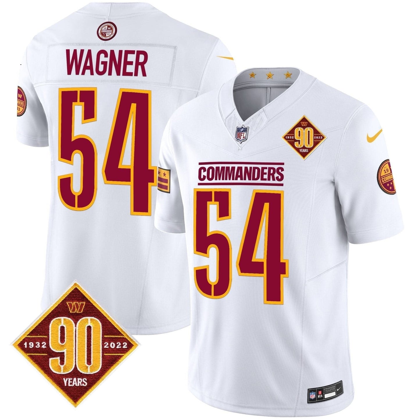 Washington Commanders 90th Anniversary Patch Vapor Limited Jersey - All Stitched