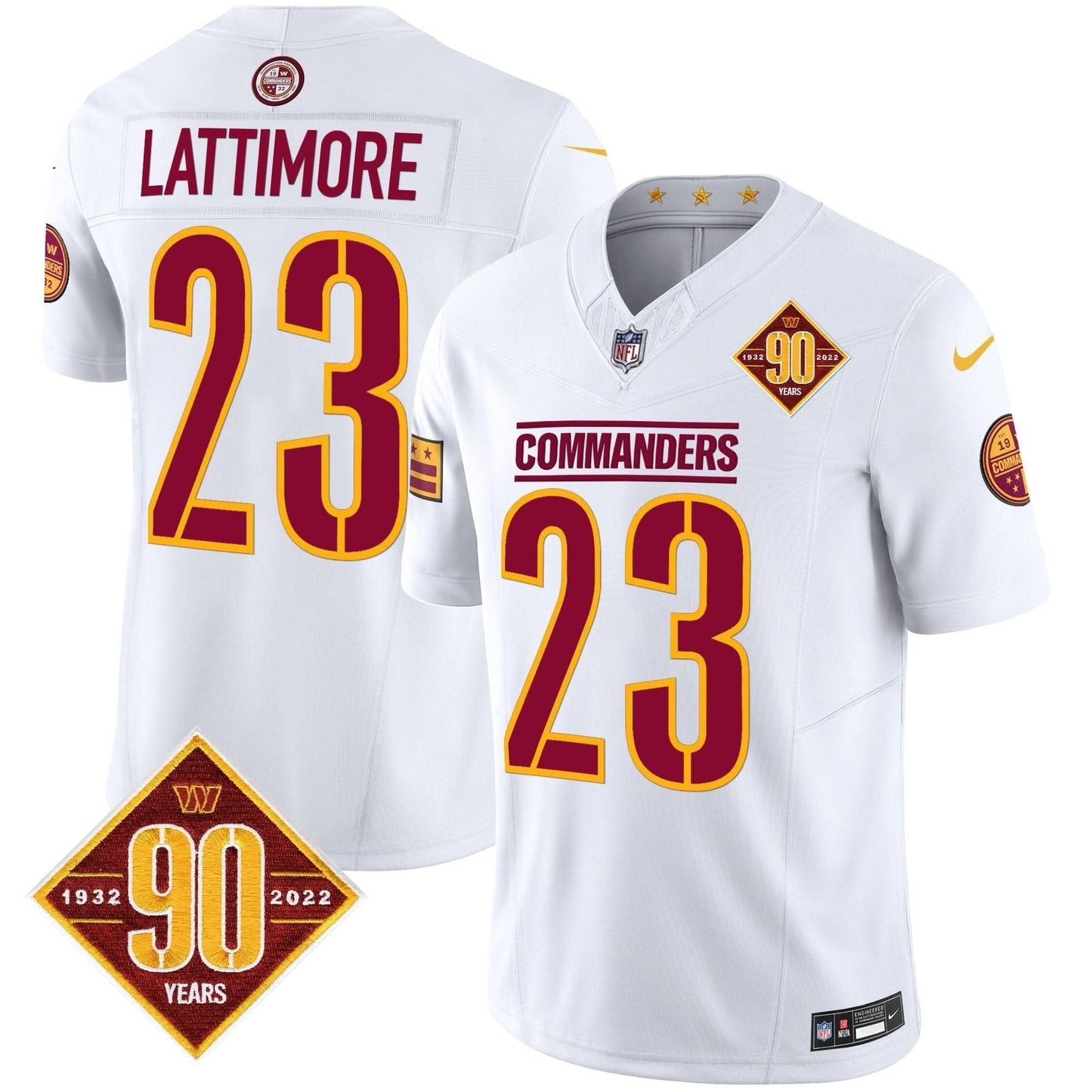 Washington Commanders 90th Anniversary Patch Vapor Limited Jersey - All Stitched