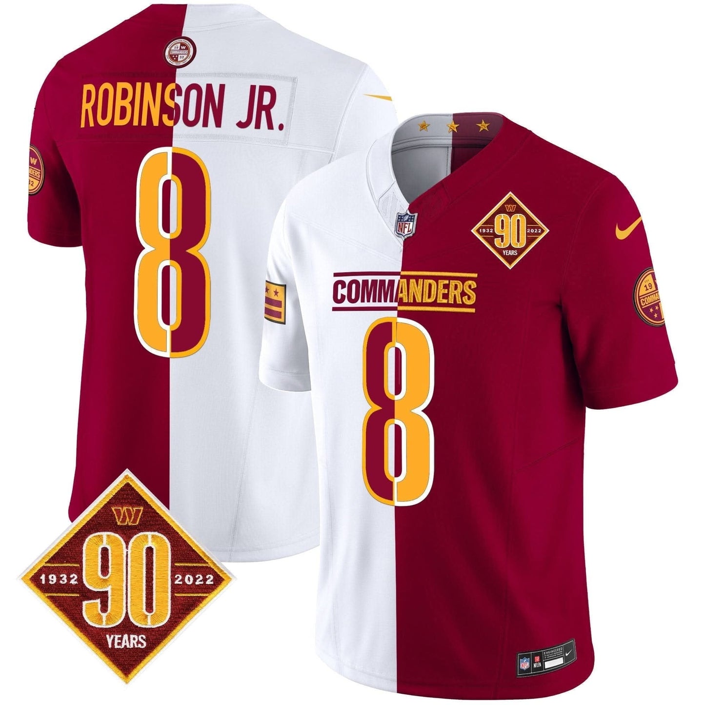 Washington Commanders 90th Anniversary Patch Vapor Limited Jersey - All Stitched