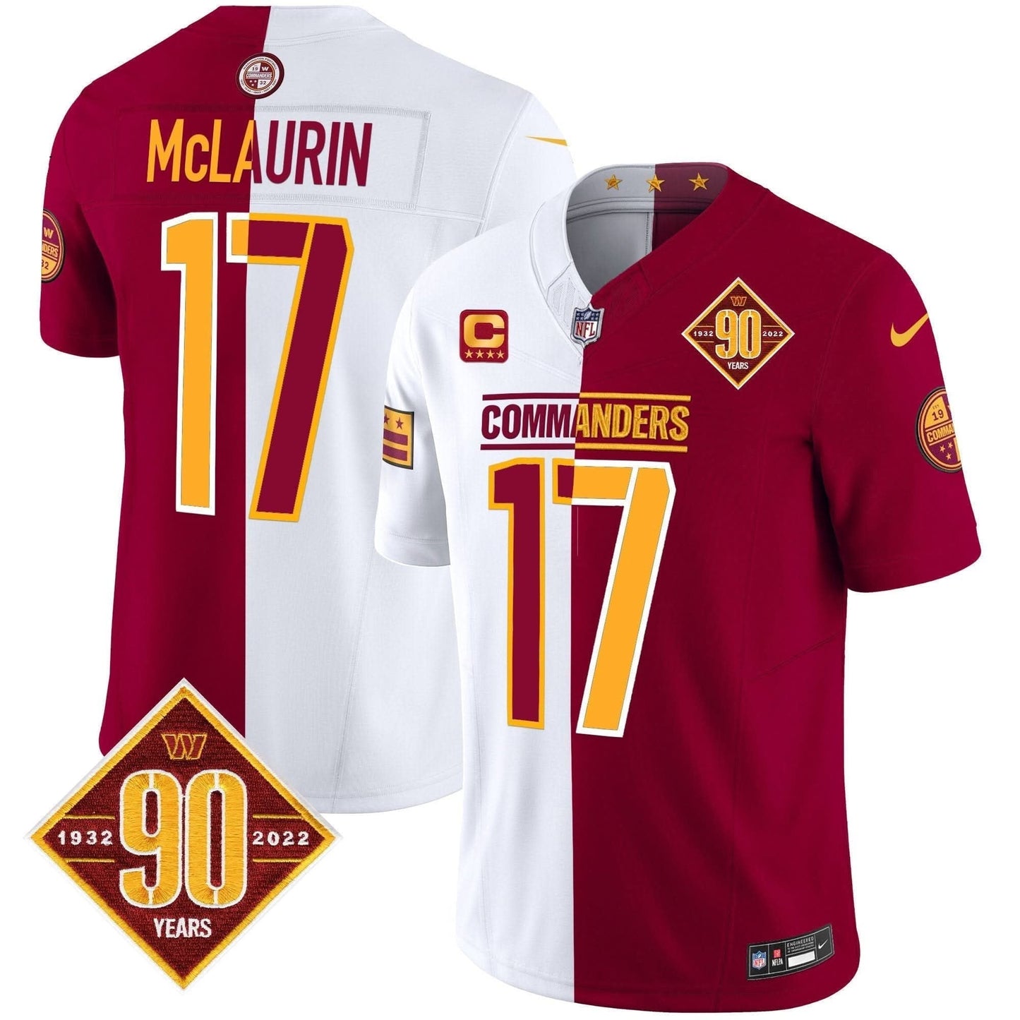 Washington Commanders 90th Anniversary Patch Vapor Limited Jersey - All Stitched