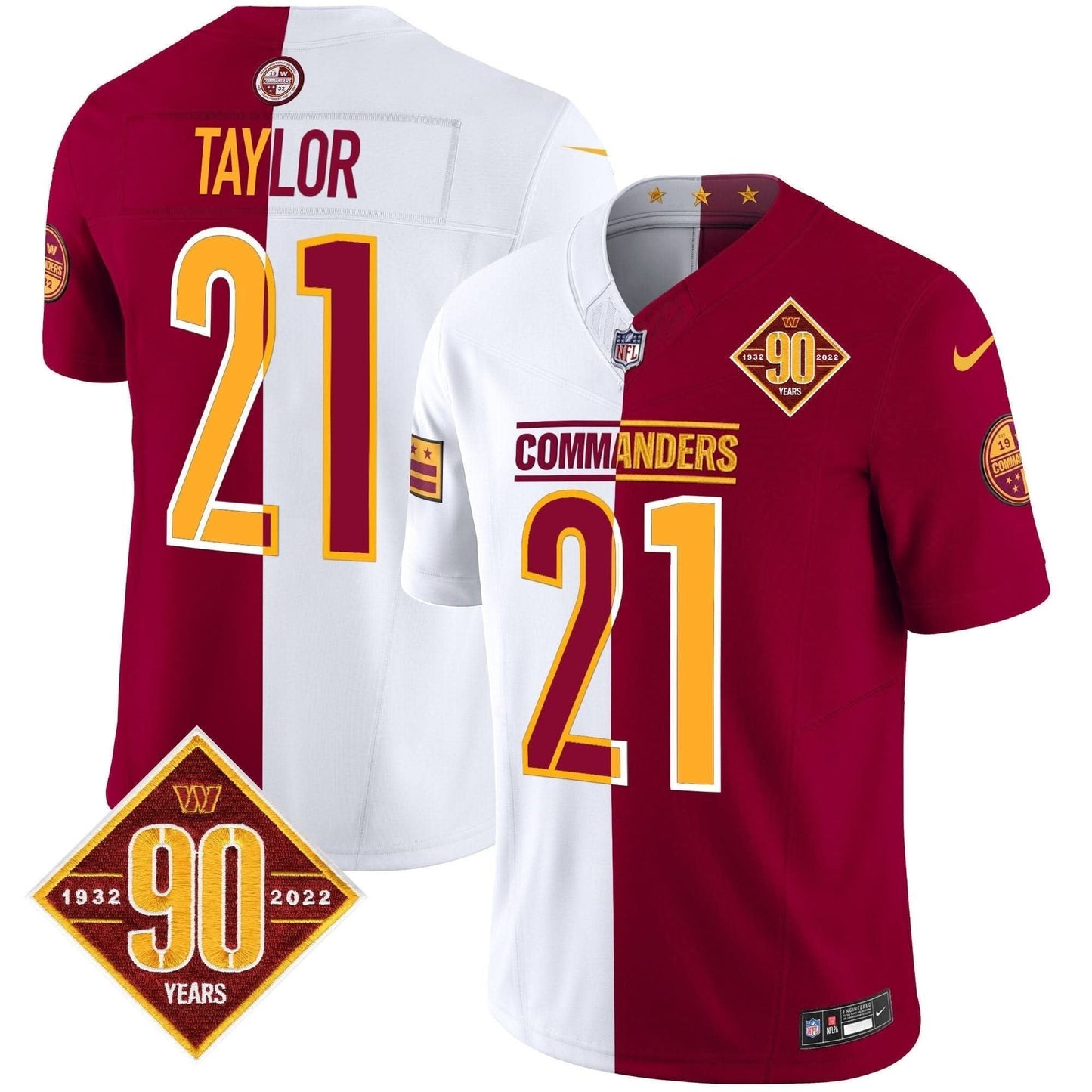 Washington Commanders 90th Anniversary Patch Vapor Limited Jersey - All Stitched