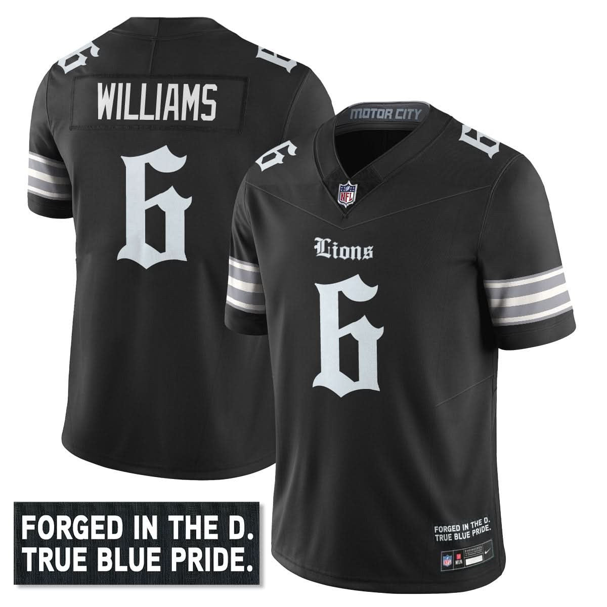 Detroit Lions 'Gothic Motor City Edition' Vapor Limited Jersey - All Stitched