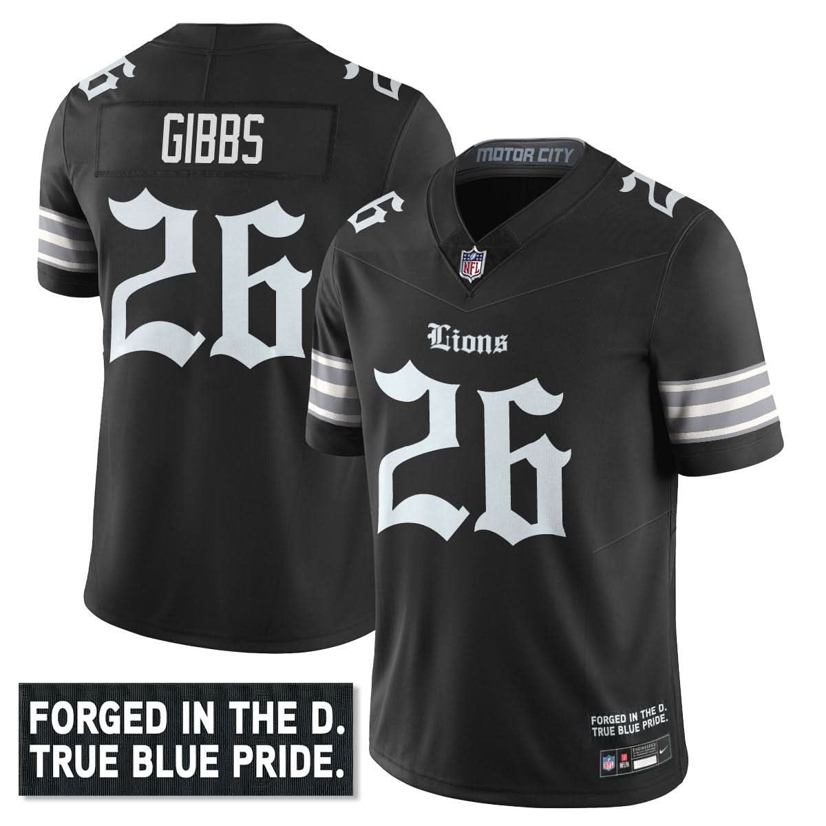 Detroit Lions 'Gothic Motor City Edition' Vapor Limited Jersey - All Stitched