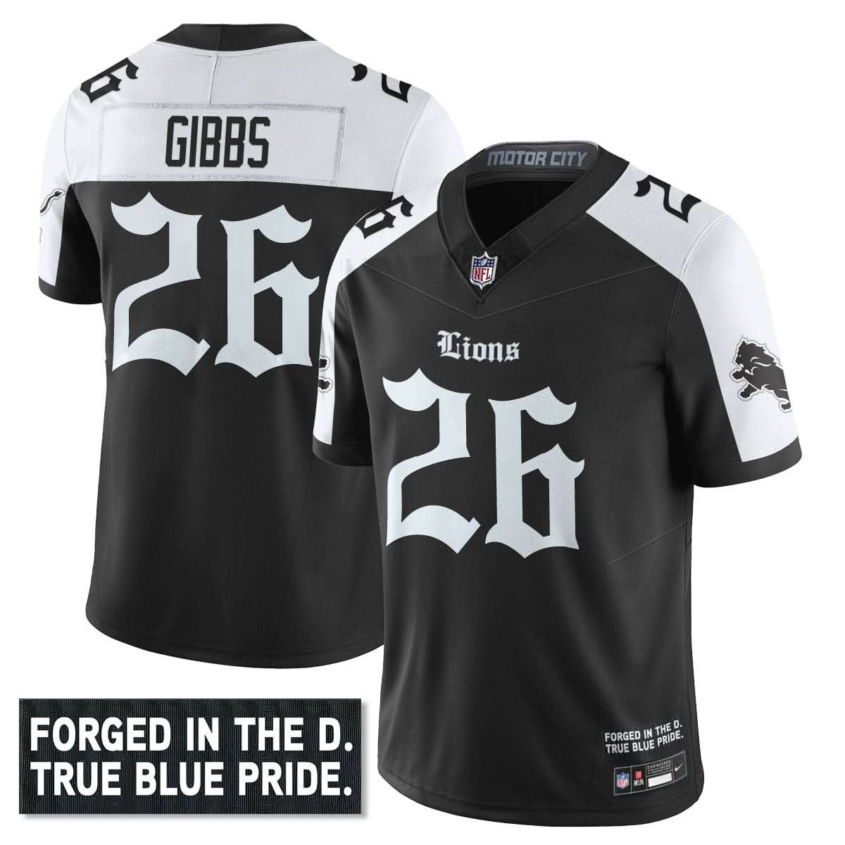 Detroit Lions 'Gothic Motor City Edition' Vapor Limited Jersey - All Stitched