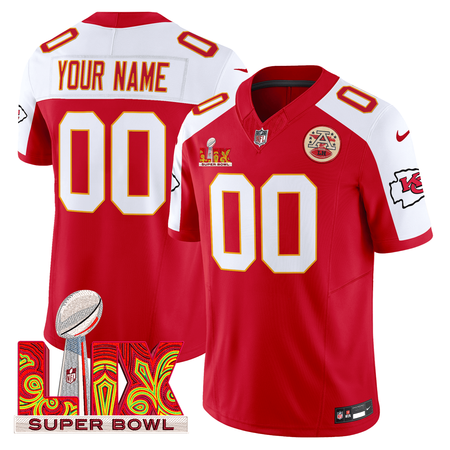 Chiefs Super Bowl LIX Patch Vapor Limited Custom Jersey - All Stitched
