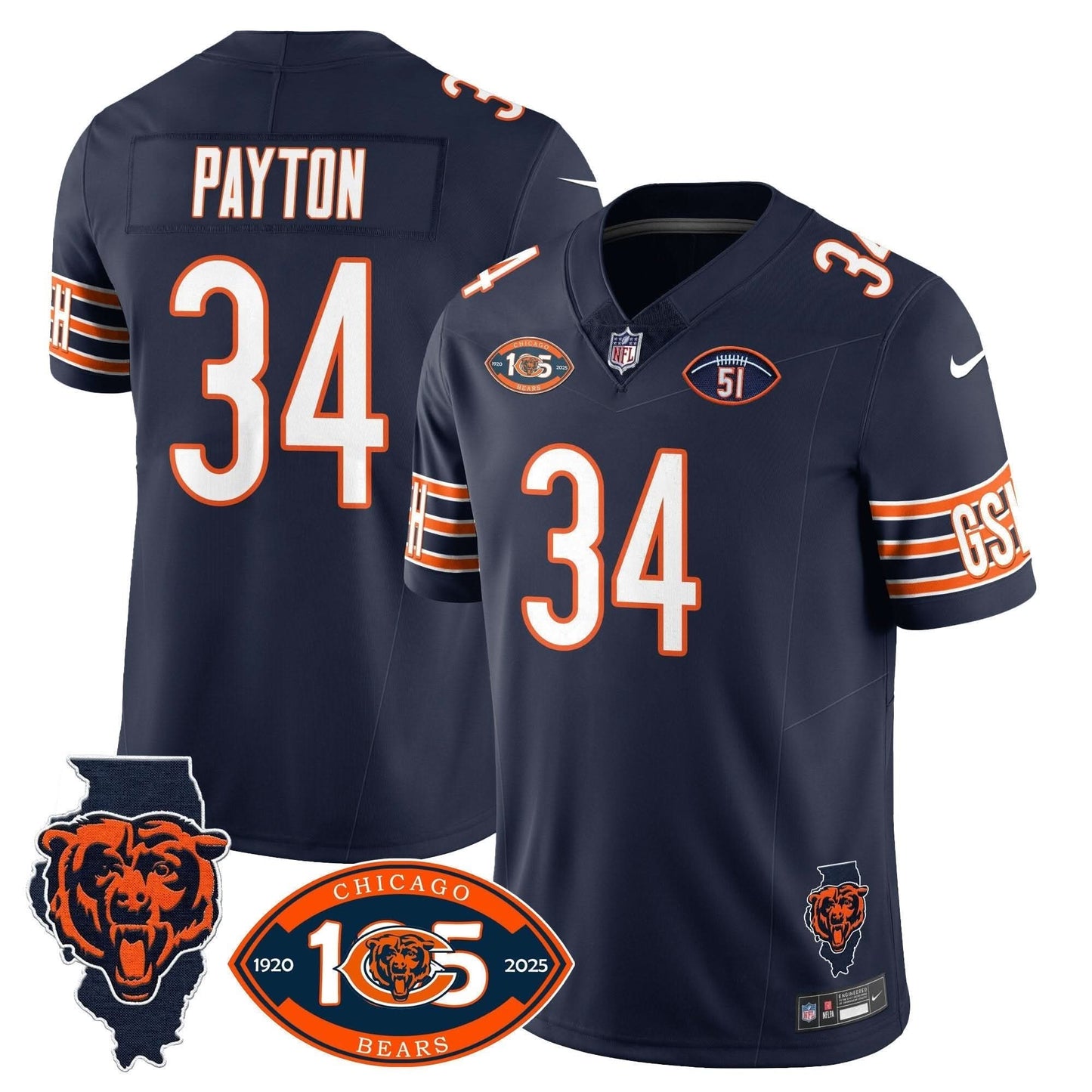 Bears 1920-2025 The Bears Vapor Limited Jersey - All Stitched