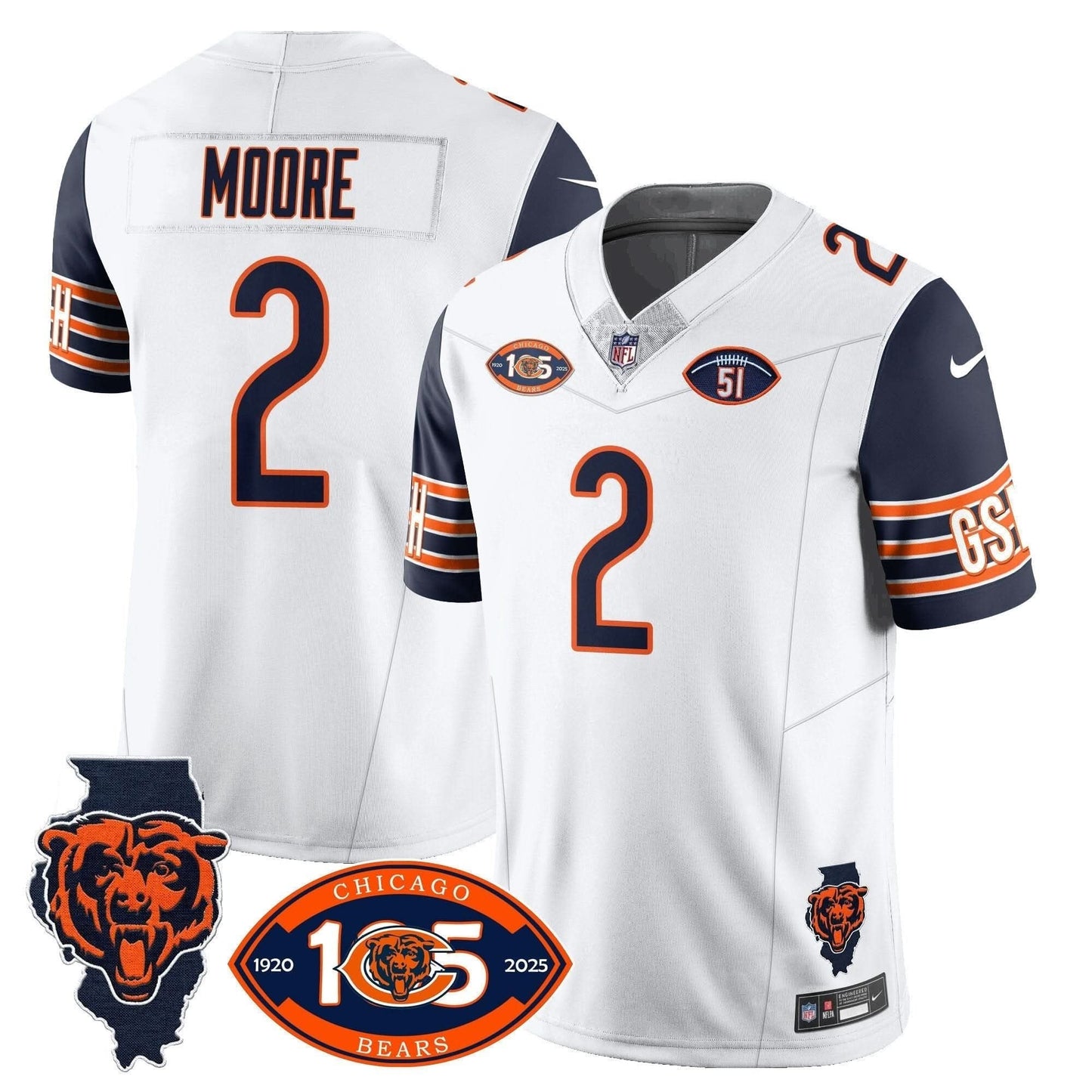 Bears 1920-2025 The Bears Vapor Limited Jersey - All Stitched