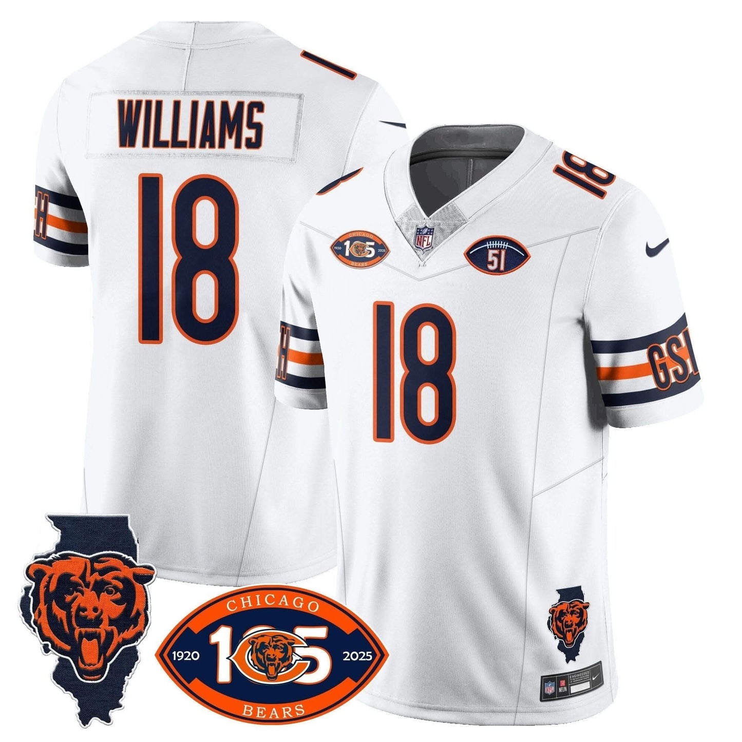 Bears 1920-2025 The Bears Vapor Limited Jersey - All Stitched