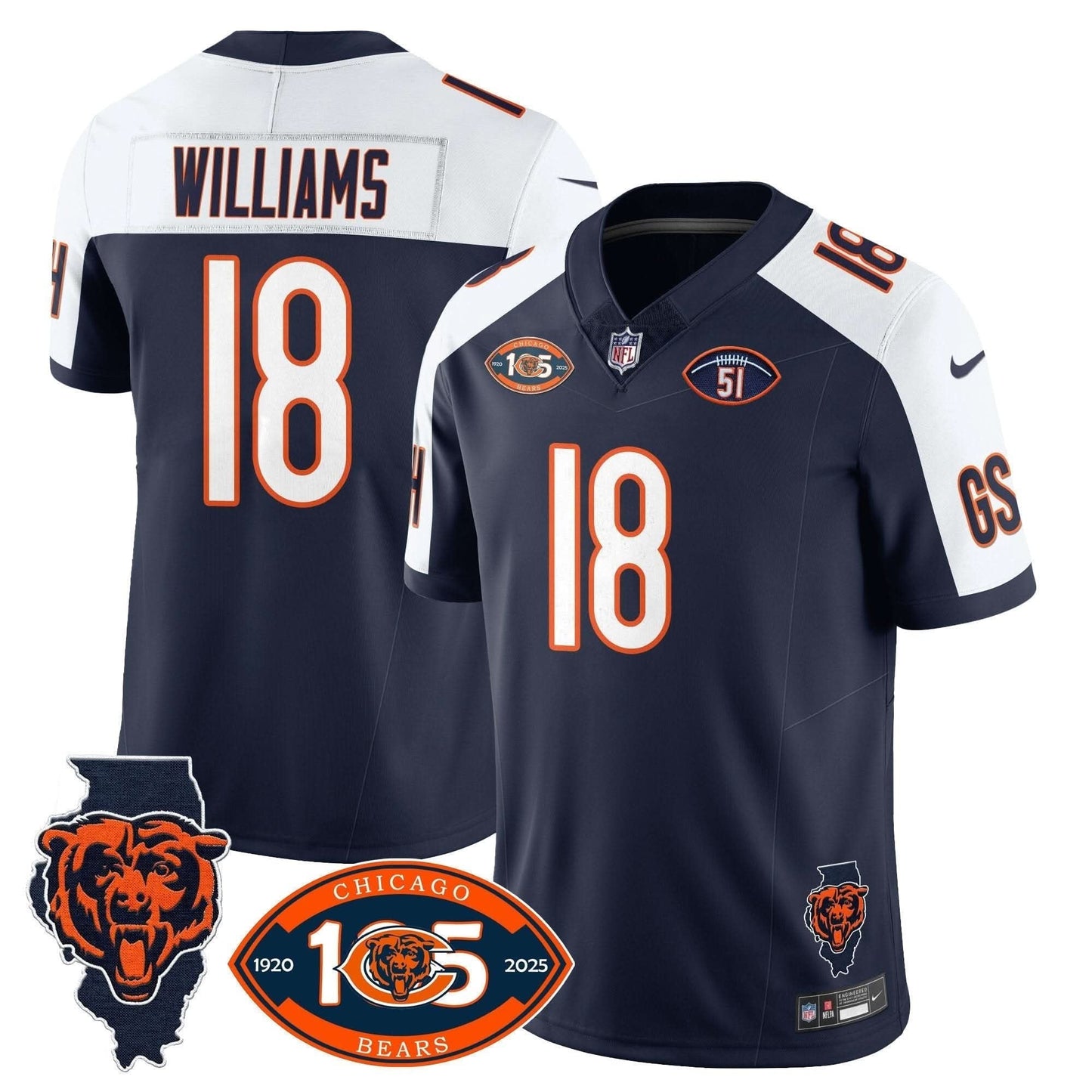 Bears 1920-2025 The Bears Vapor Limited Jersey - All Stitched