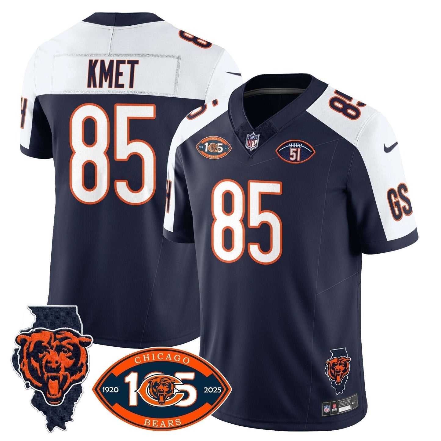 Bears 1920-2025 The Bears Vapor Limited Jersey - All Stitched