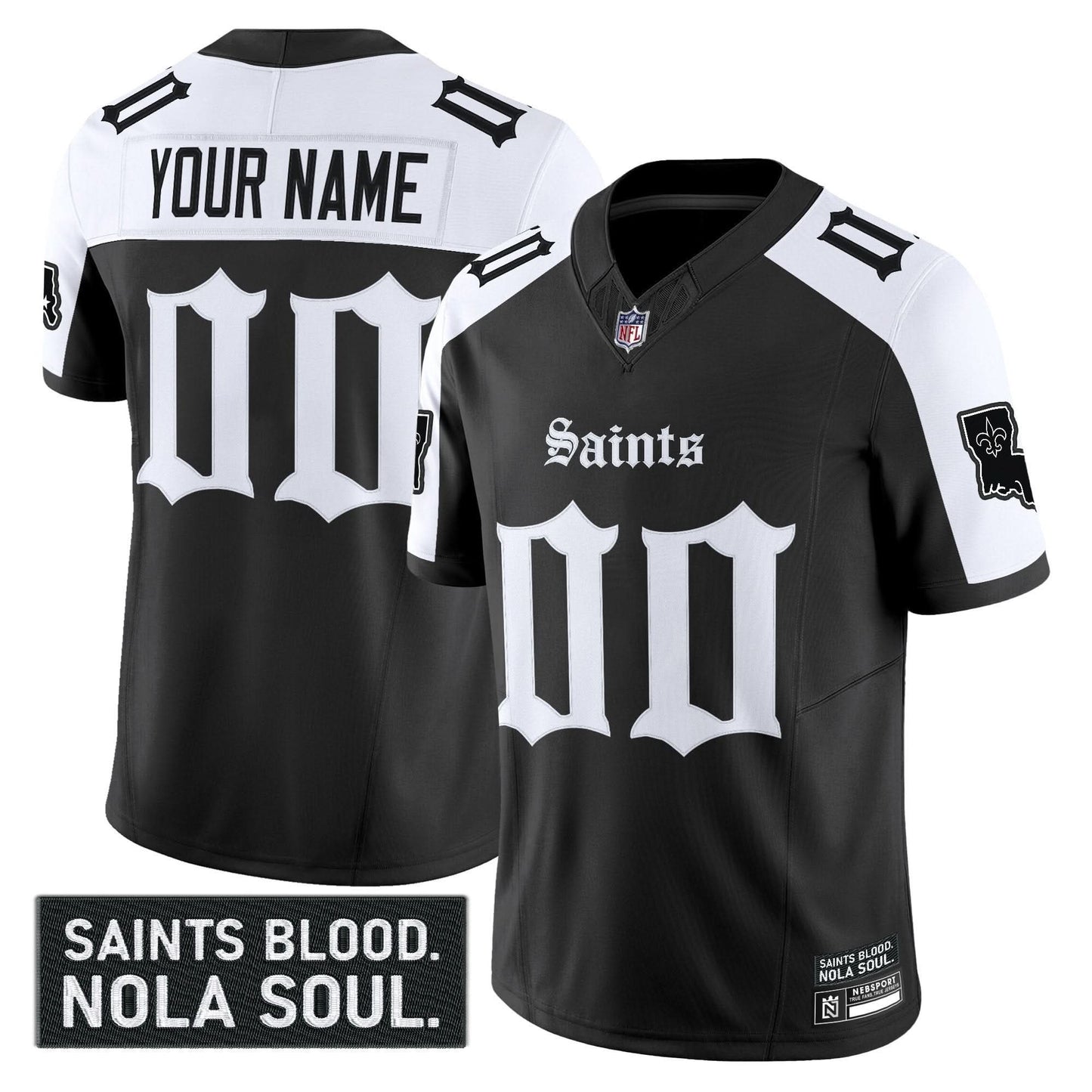 New Orleans Saints 'Gothic Vieux CarrÃ© Edition' Vapor Custom Jersey - All Stitched