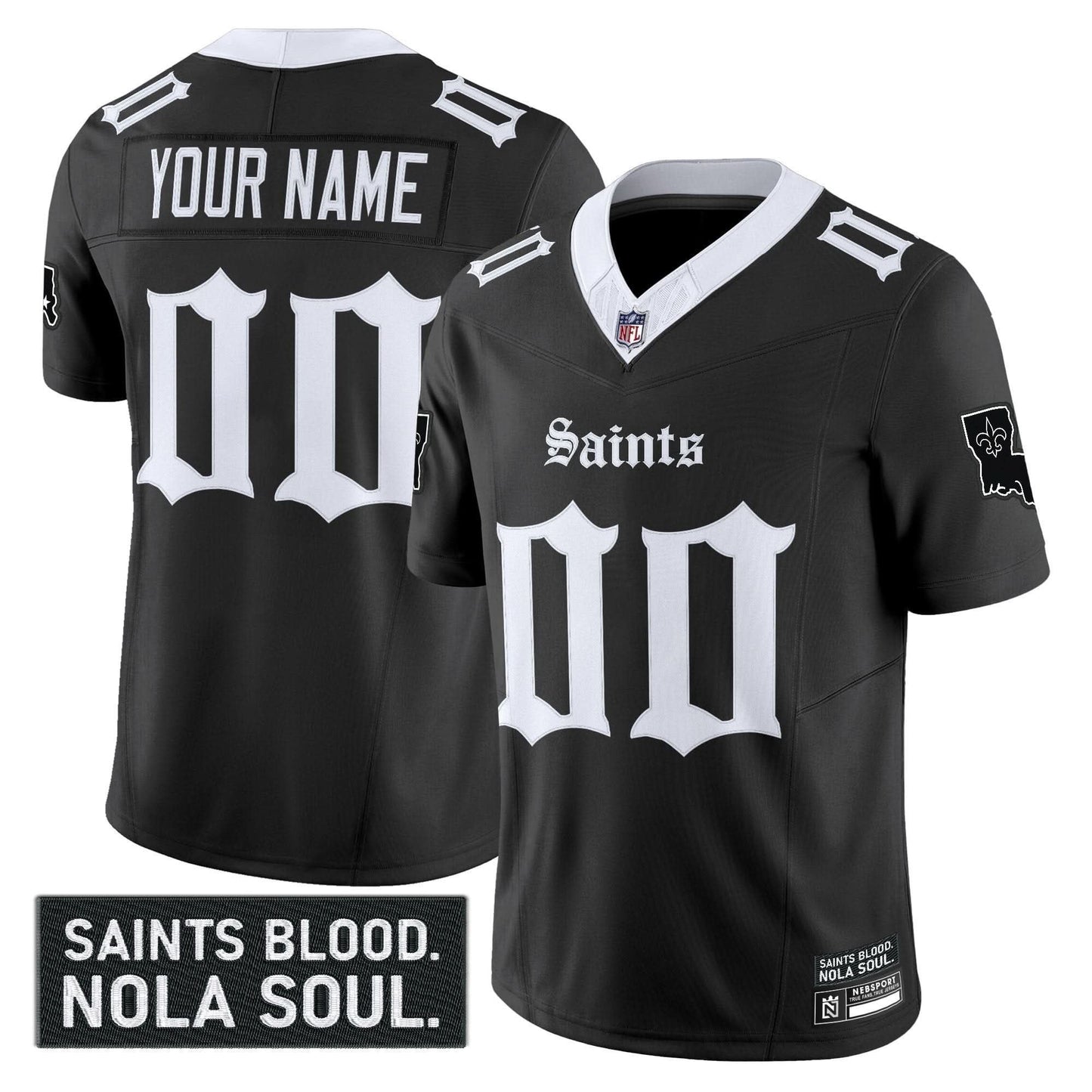 New Orleans Saints 'Gothic Vieux CarrÃ© Edition' Vapor Custom Jersey - All Stitched