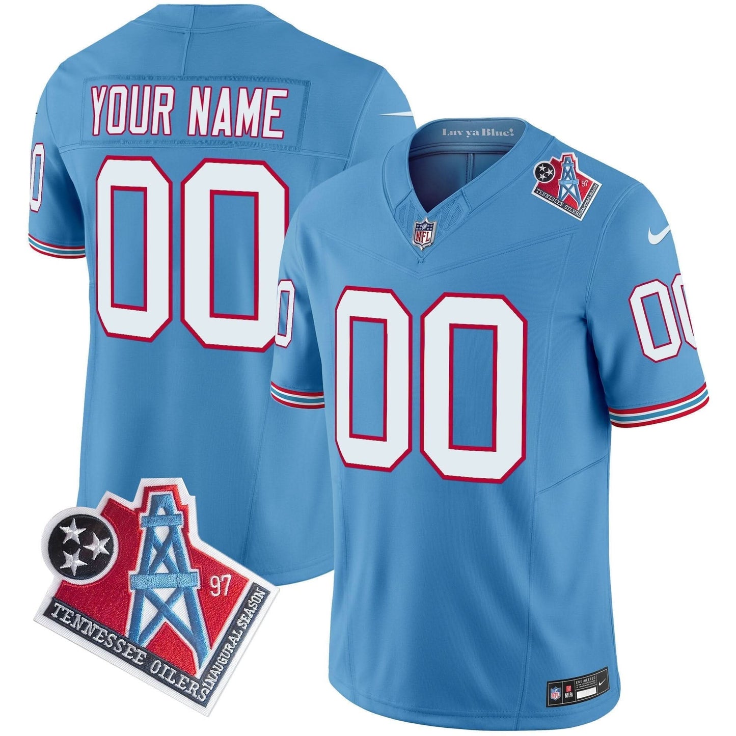 Titans 1997 Throwback Vapor Limited Custom Jersey - All Stitched