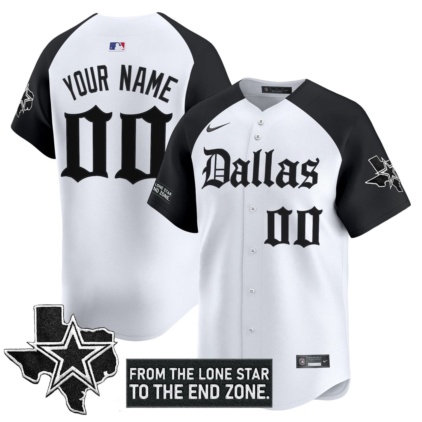 Dallas Cowboys 'Gothic Lone Star Edition' Vapor Baseball Custom Jersey - All Stitched