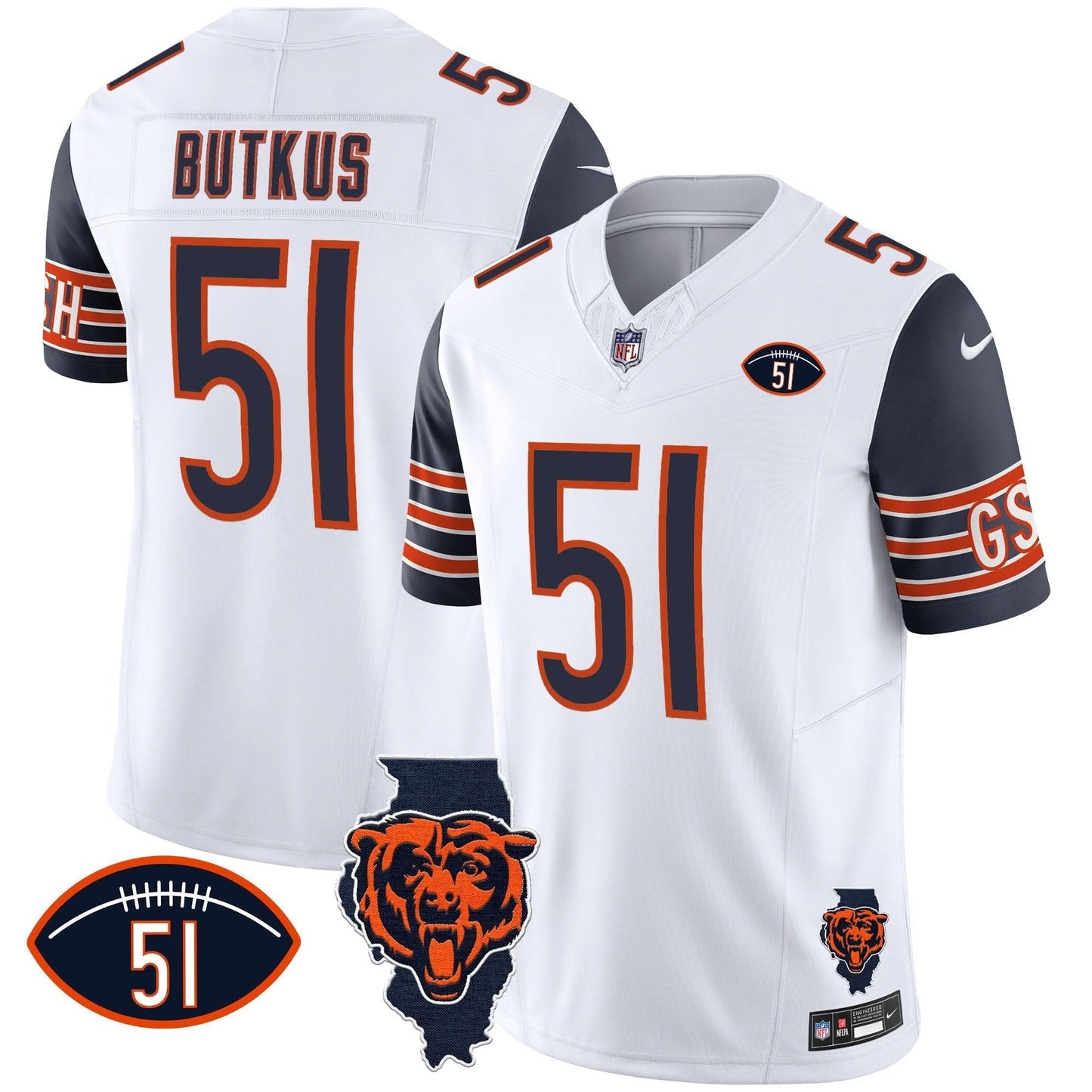 Bears Illinois Patch Vapor Jersey - All Stitched