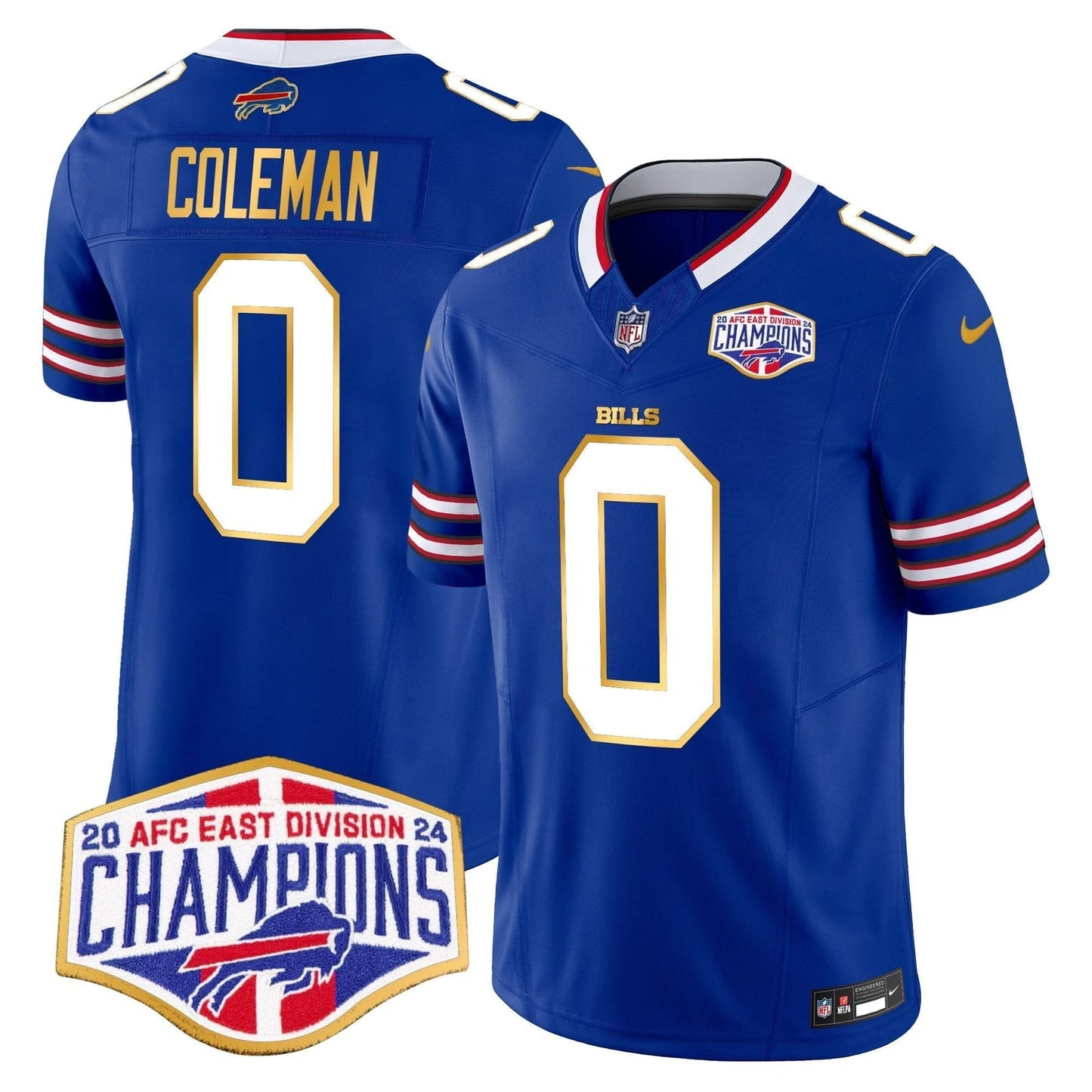Bills 2024 AFC East Division Champions Gold Trim Vapor Limited Jersey - All Stitched