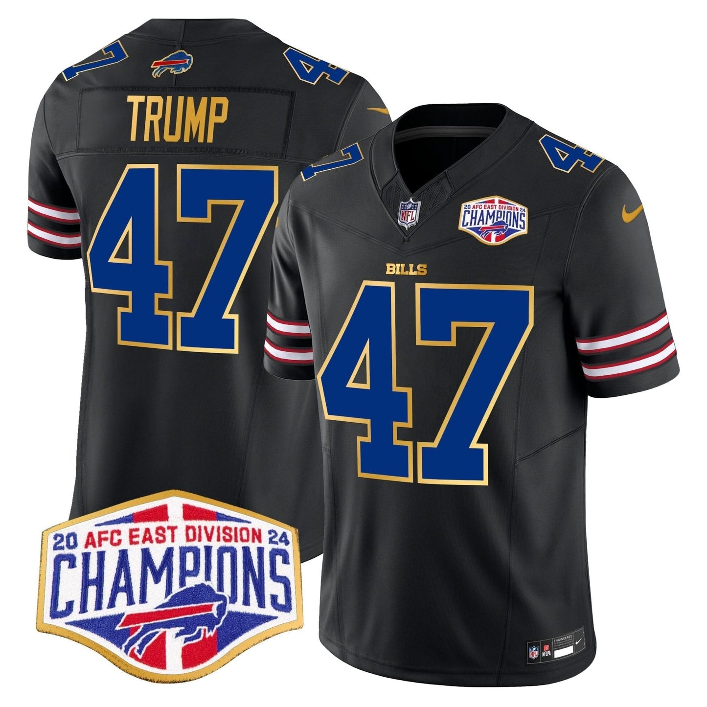 Bills 2024 AFC East Division Champions Gold Trim Vapor Limited Jersey - All Stitched