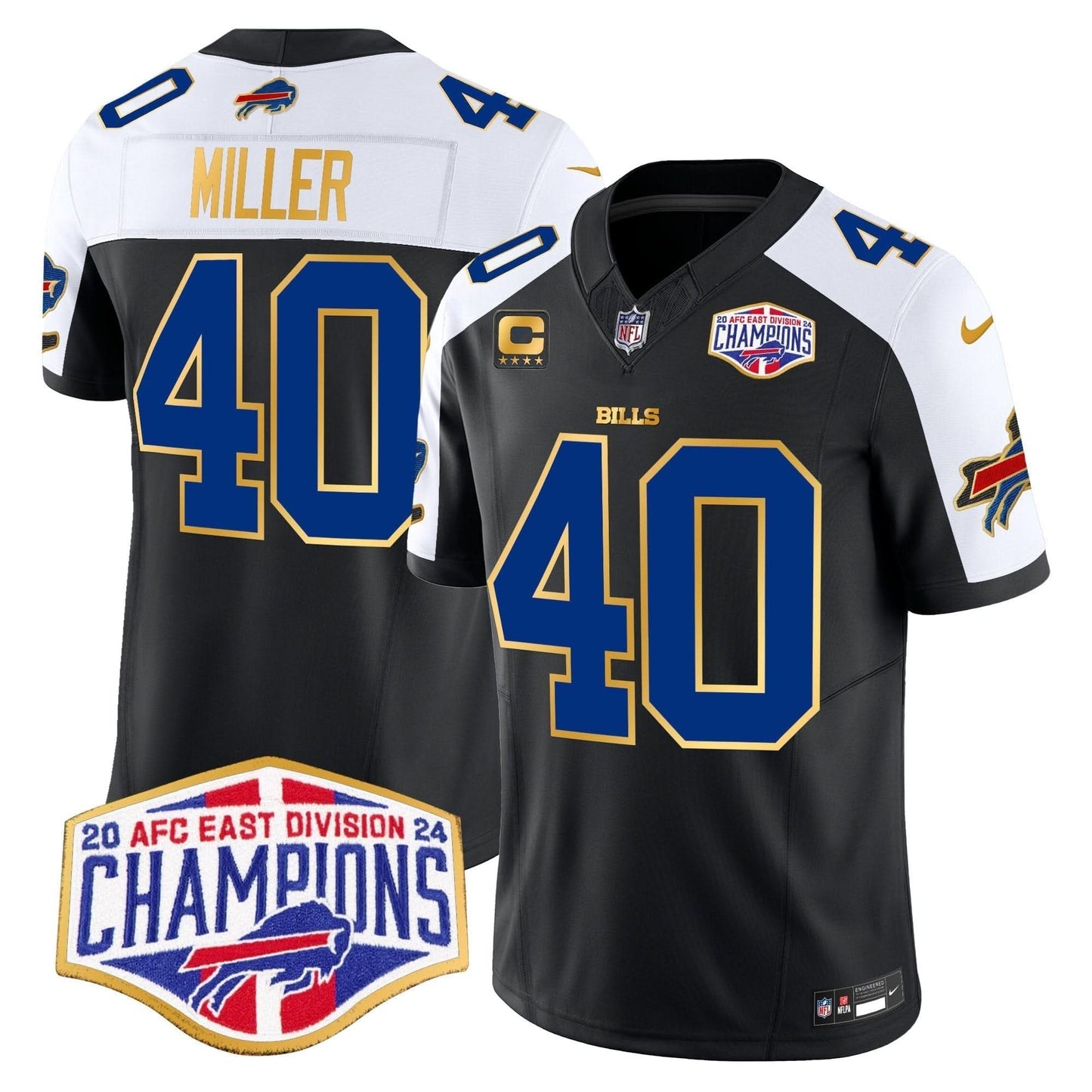 Bills 2024 AFC East Division Champions Gold Trim Vapor Limited Jersey - All Stitched